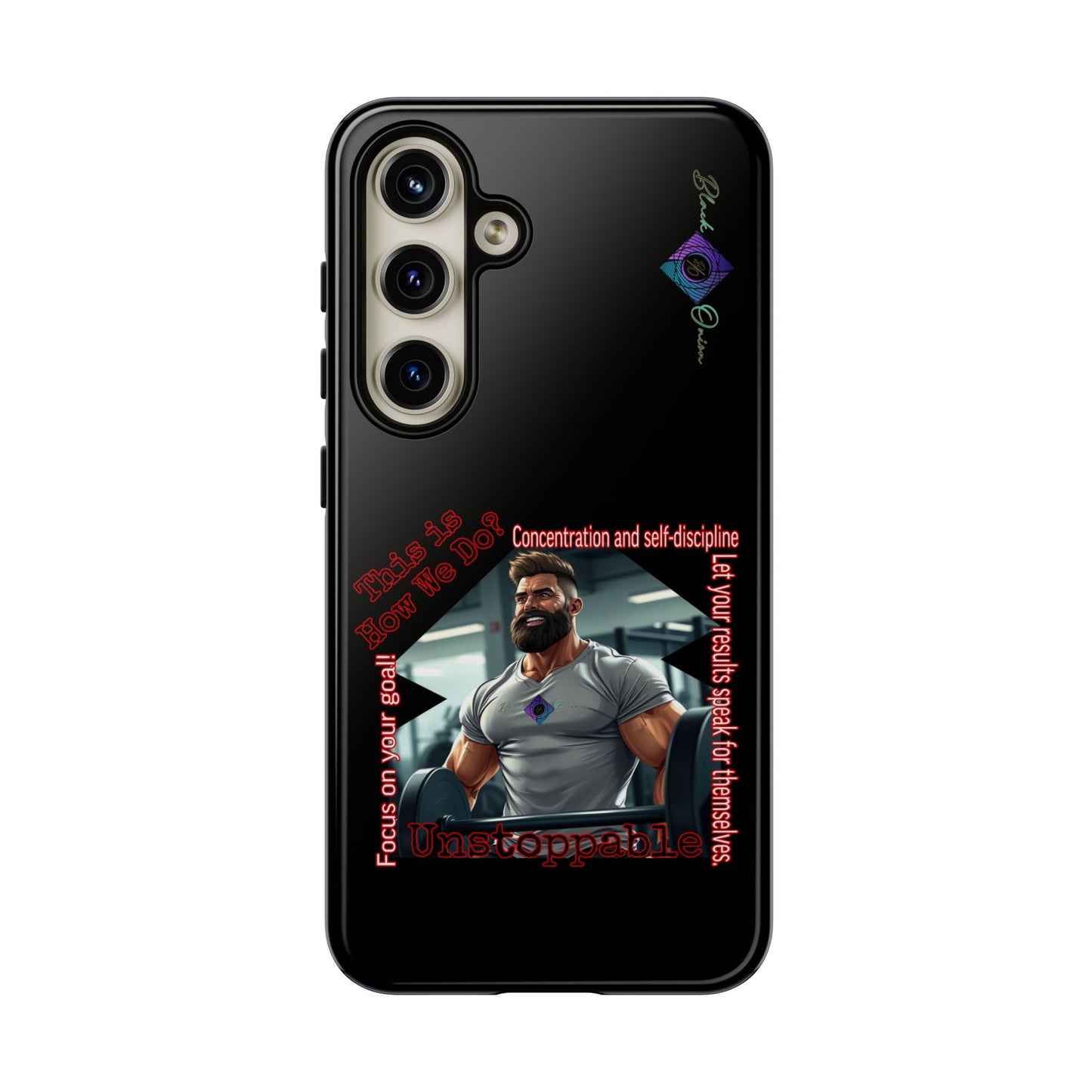 BlackOnion Brand New Phone Case - with Motivational Workout Motif’Unstoppable ‘💪🔥🫵