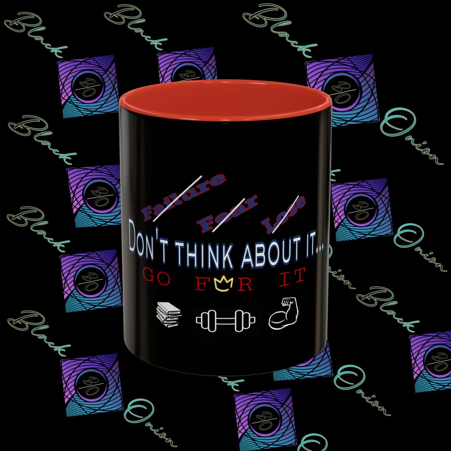 BlackOnion Coffee Mug Serial 2 with Workout Motif ‘Don’t think ‘🫵🔥💪