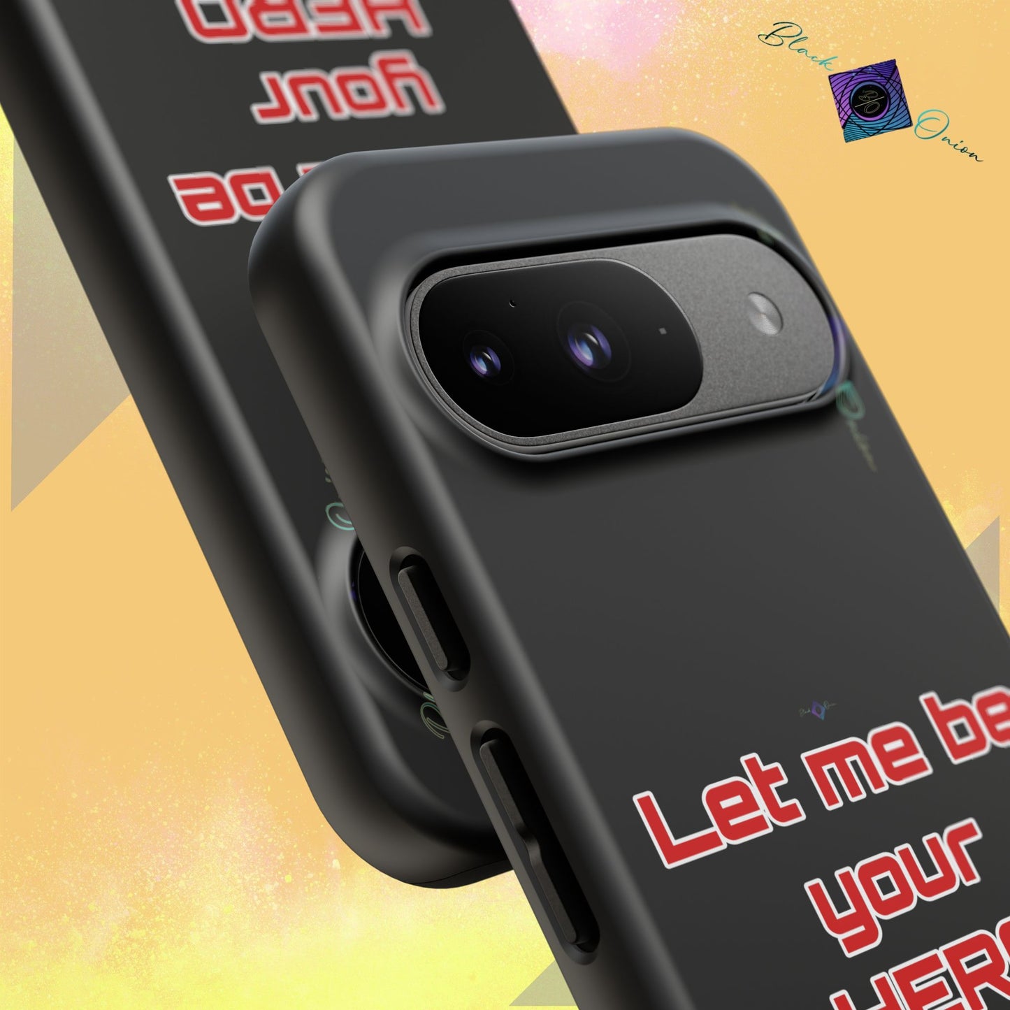 BlackOnion Brand New Phone Case - with Motivational Workout Motif’Let me be your Hero ‘💪🔥🫵
