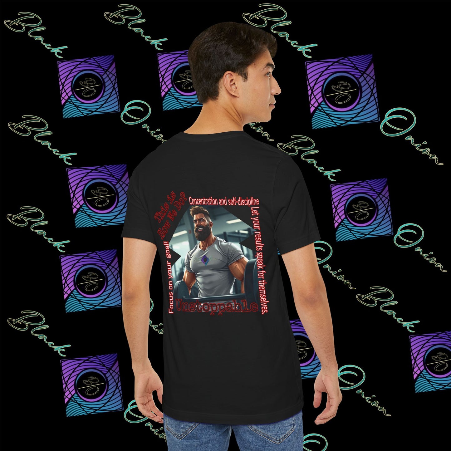 BlackOnion T-Shirt with Workout Motif “Unstoppable “💪🔥🫵