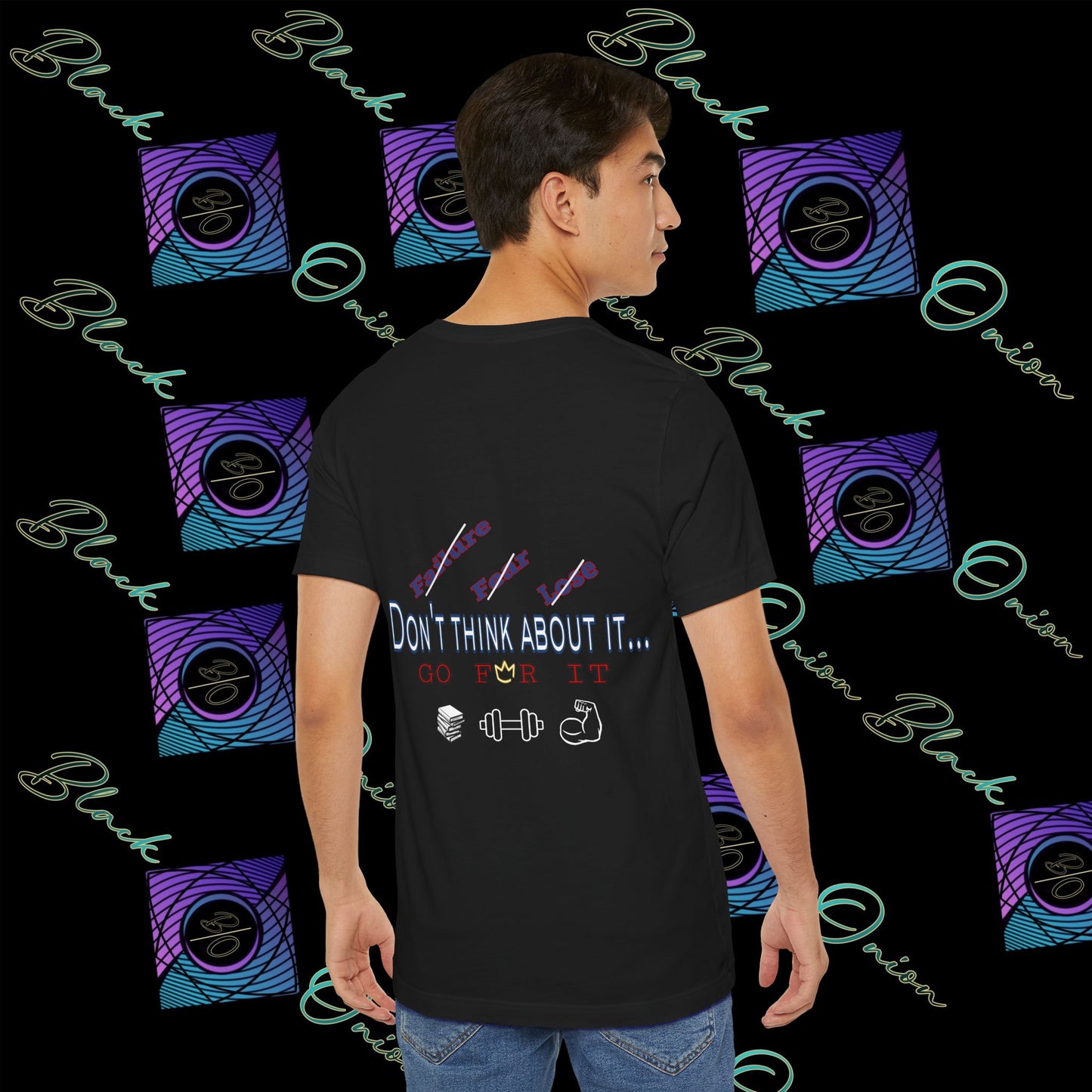 BlackOnion T-Shirt with Workout Motif “Don't Think About It, Go For It!” V2 💪🔥🫵