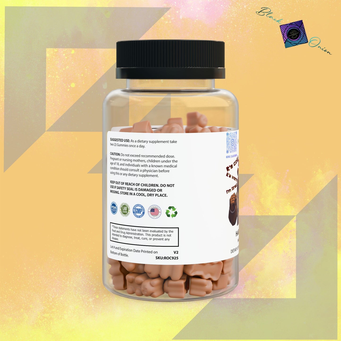 BlackOnion Hair Vitamin Gummies (60 Gummies) with Workout Motif 💪🫵🔥