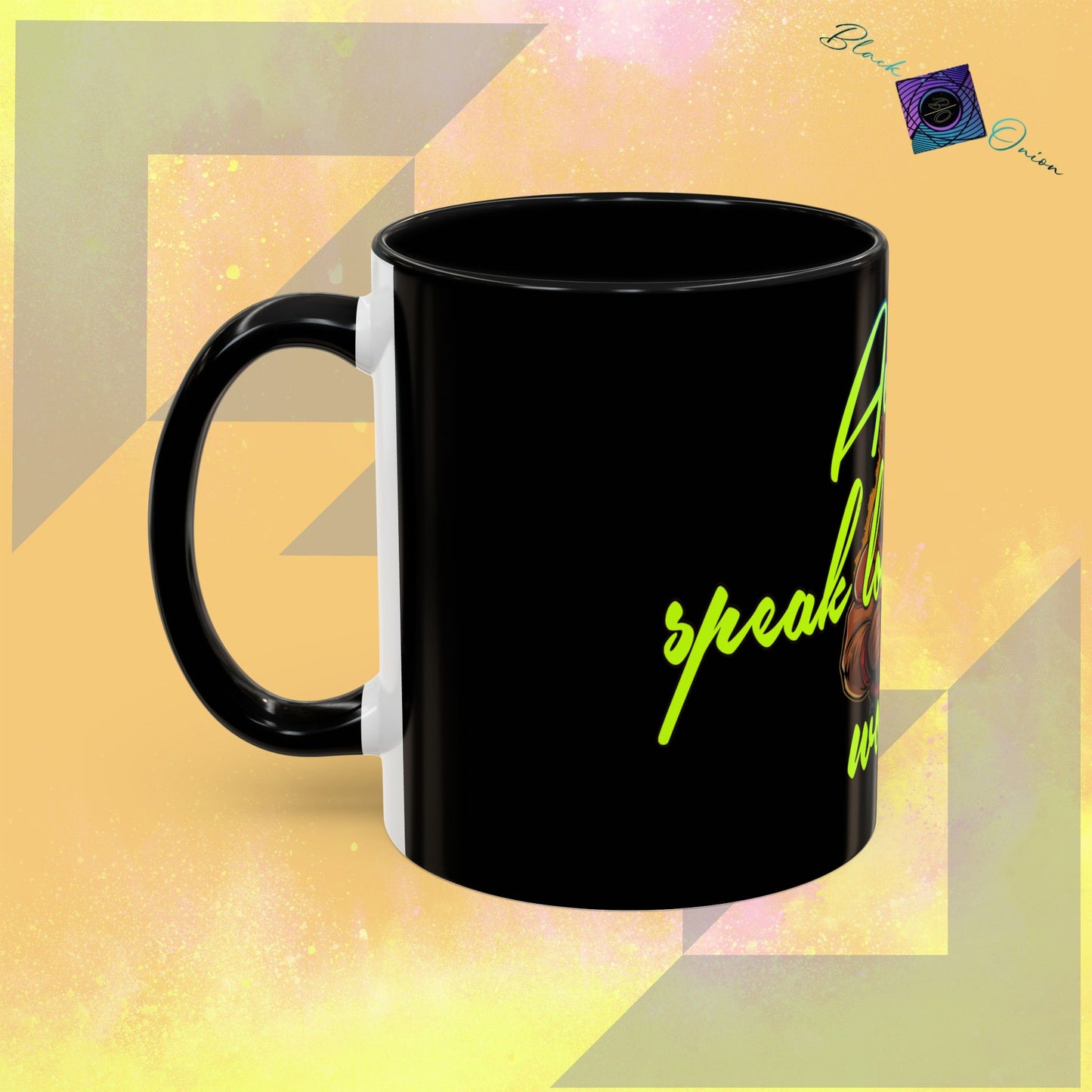 BlackOnion Coffee Mug - 11oz with Workout Motif ‘Actions speak lauder than words’🔥💪🫵