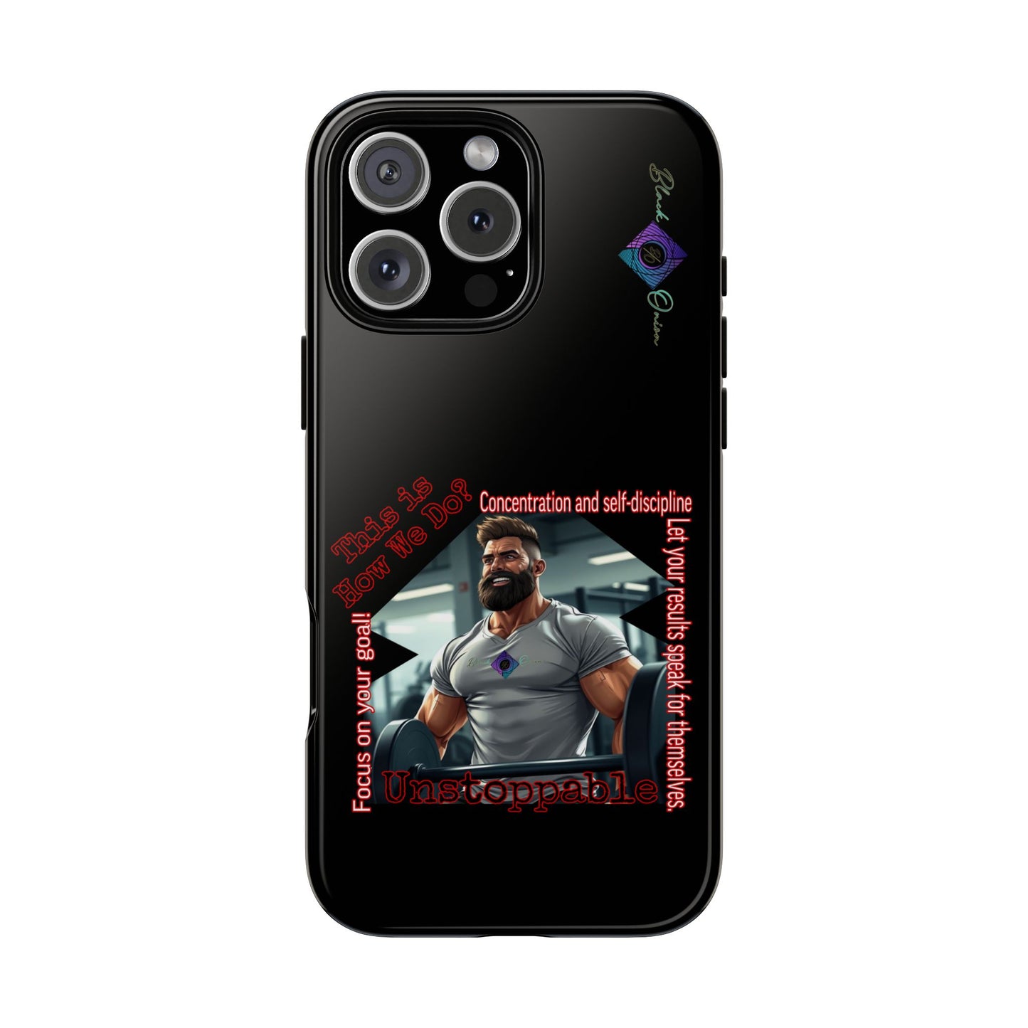BlackOnion Brand New Phone Case - with Motivational Workout Motif’Unstoppable ‘💪🔥🫵