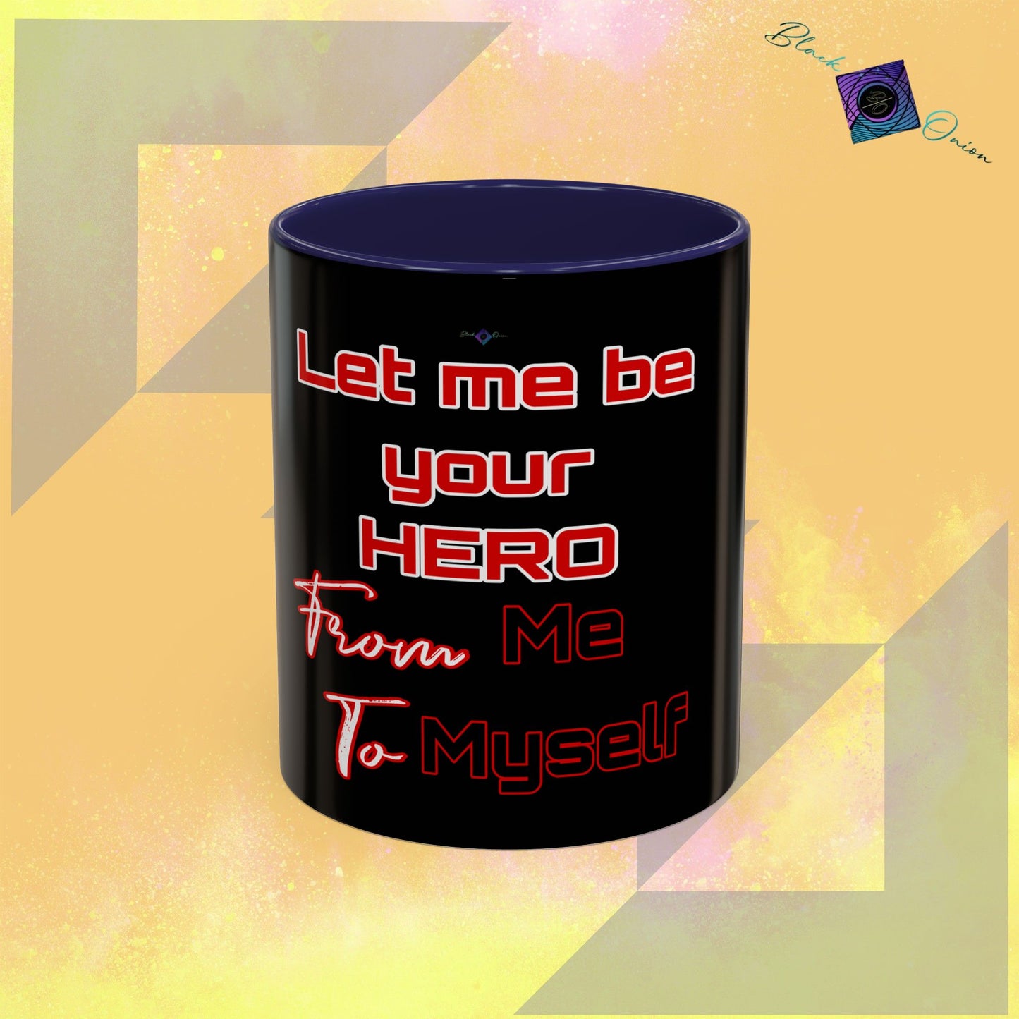 BlackOnion Coffee Mug - 11oz with Workout Motif ‘Let me be your Hero’🔥💪🫵