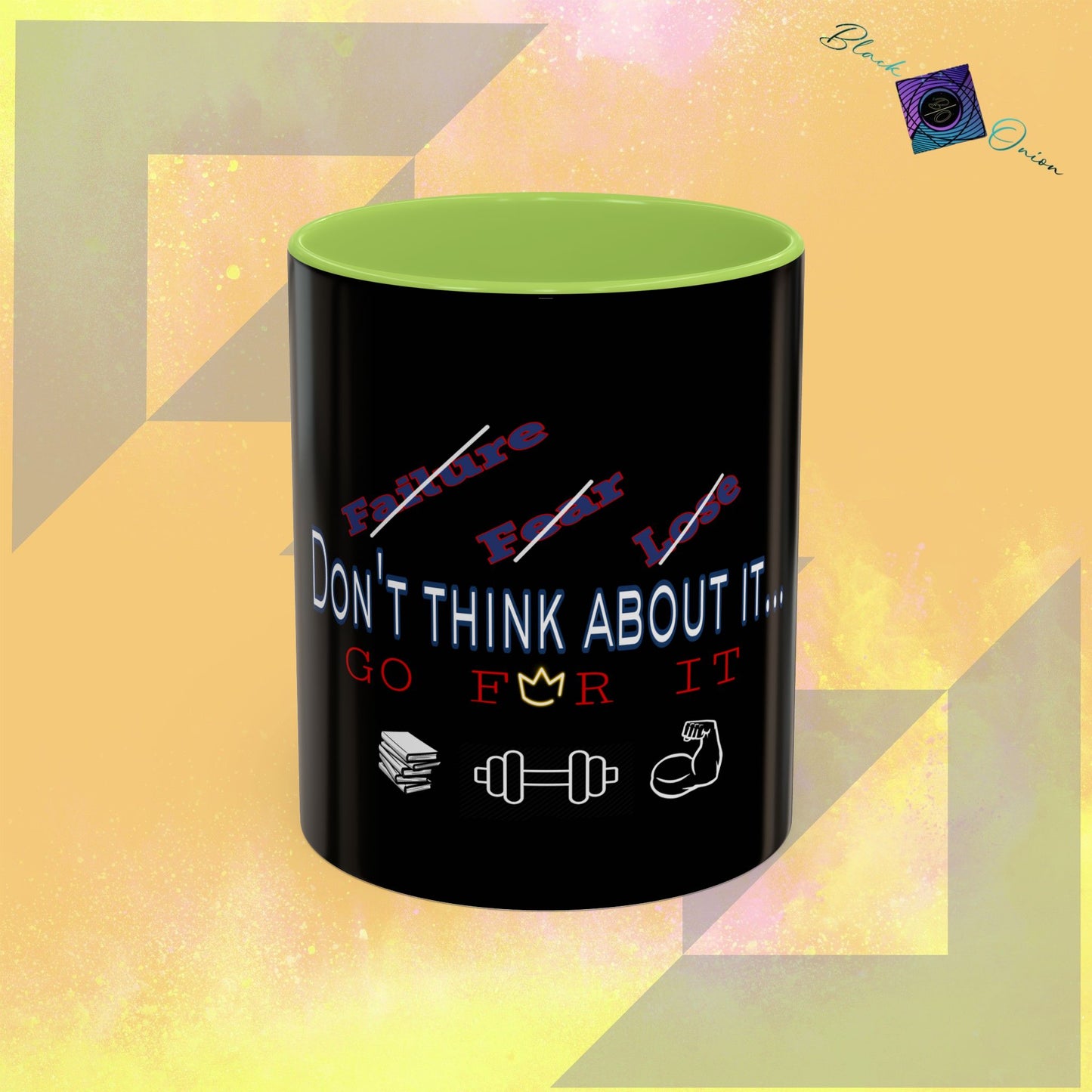BlackOnion Coffee Mug Serial 2 with Workout Motif ‘Don’t think ‘🫵🔥💪