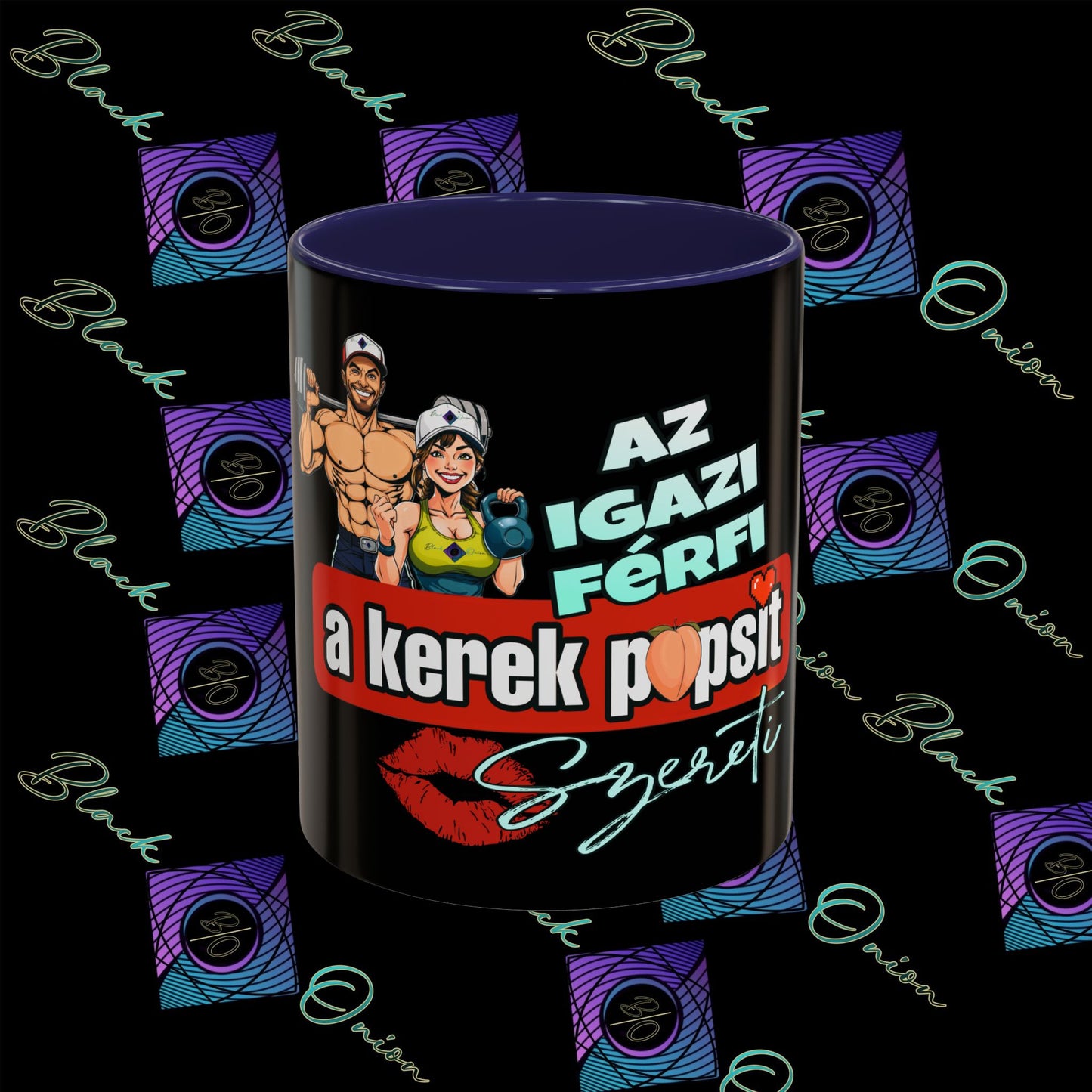 BlackOnion Coffee Mug - 11oz with Workout Motif ‘Az igazi férfi’🔥💪🫵