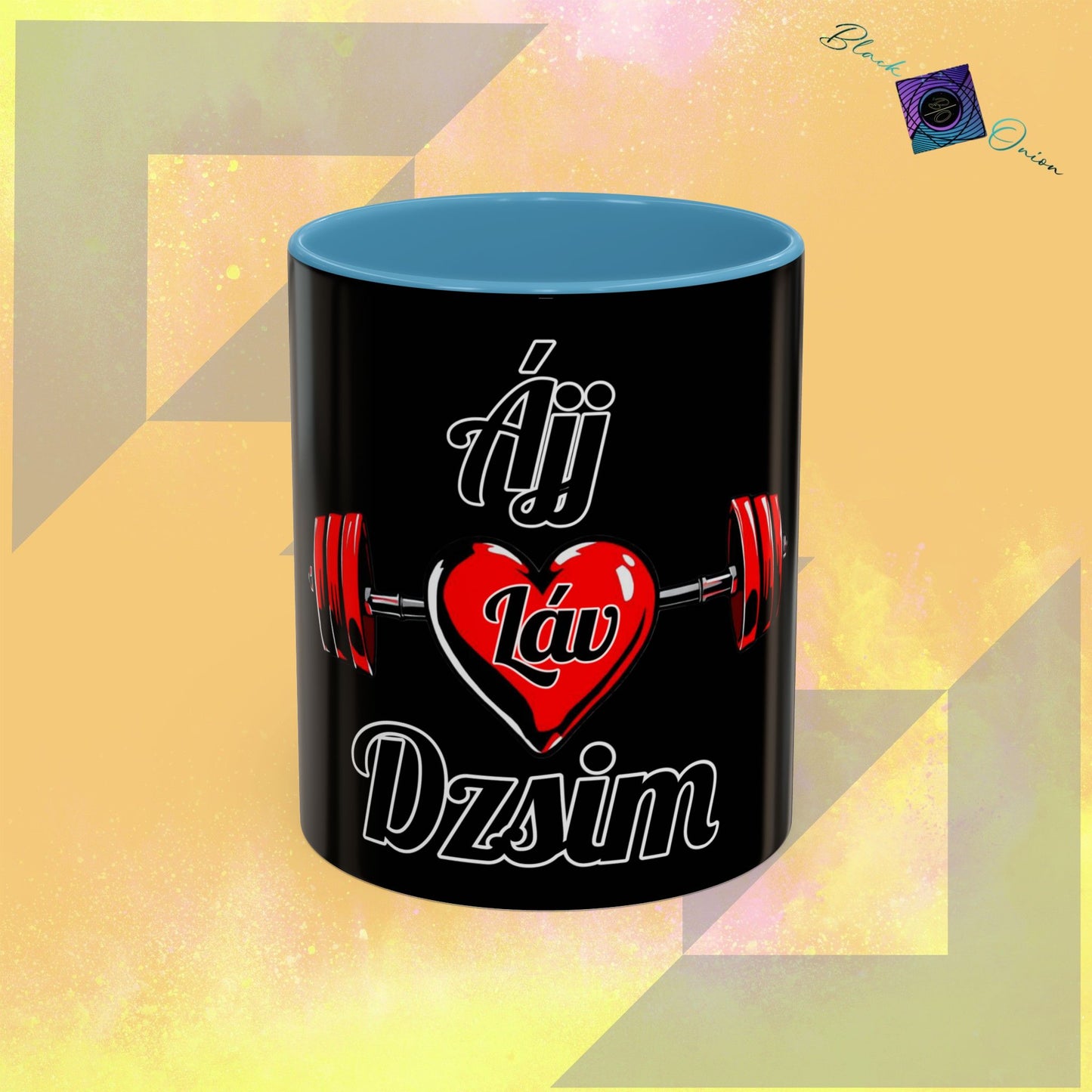 BlackOnion Coffee Mug - 11oz with Workout Motif ‘ÁjjLávDzsi’🔥💪🫵