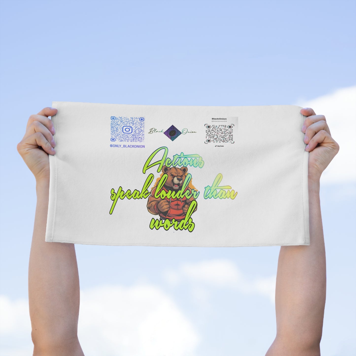 BlackOnion Rally Towel – Vibrant Sports Towel with Workout Motif 🔥💪🫵