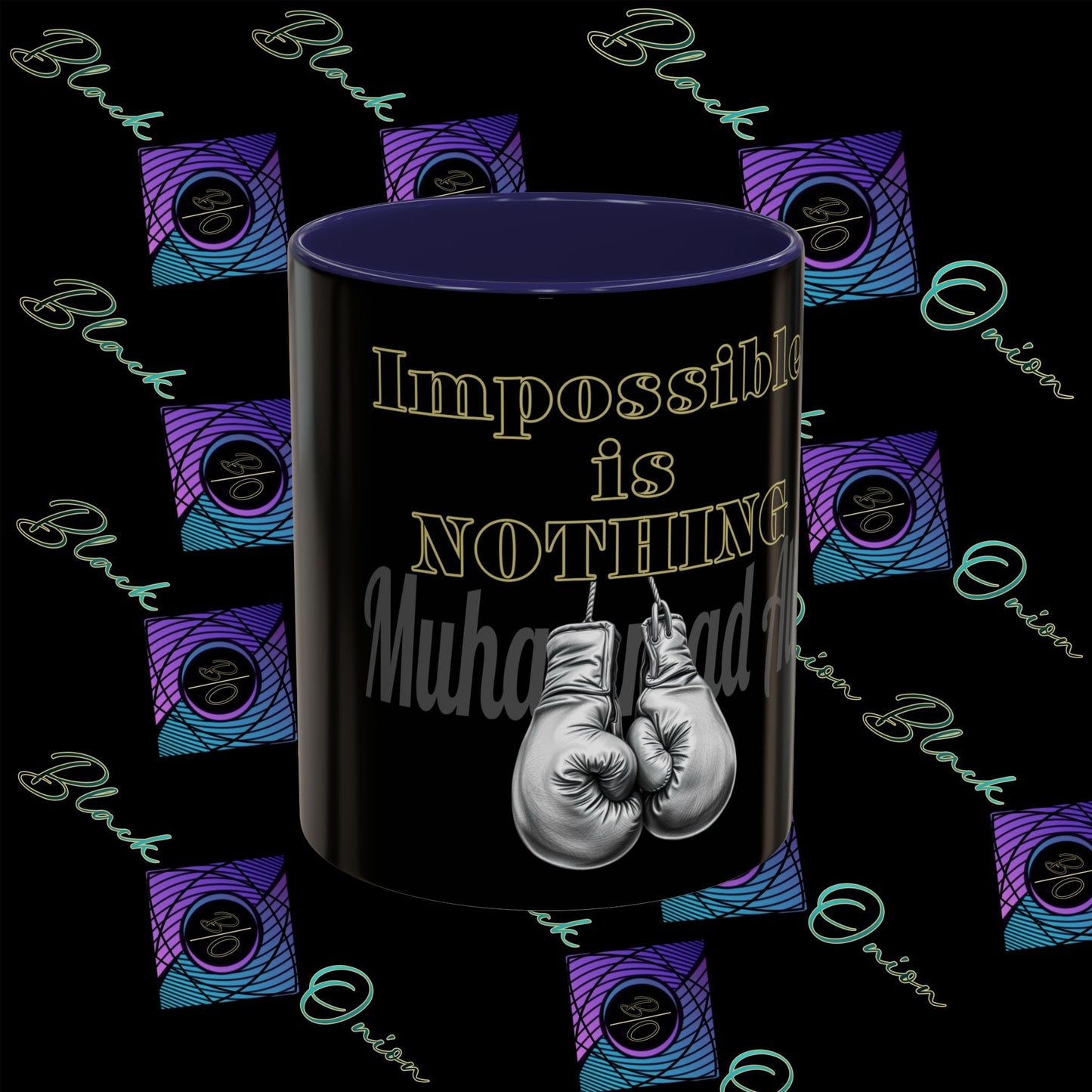 BlackOnion Coffee Mug 2 with Workout Motif ‘Impossible is NothingV2’🫵🔥💪