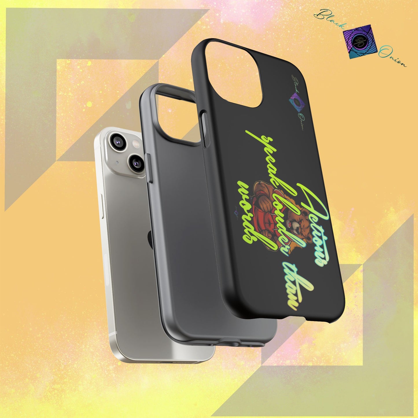 BlackOnion Brand New Phone Case - with Motivational Workout Motif ‘Actions speak lauder ‘💪🔥🫵