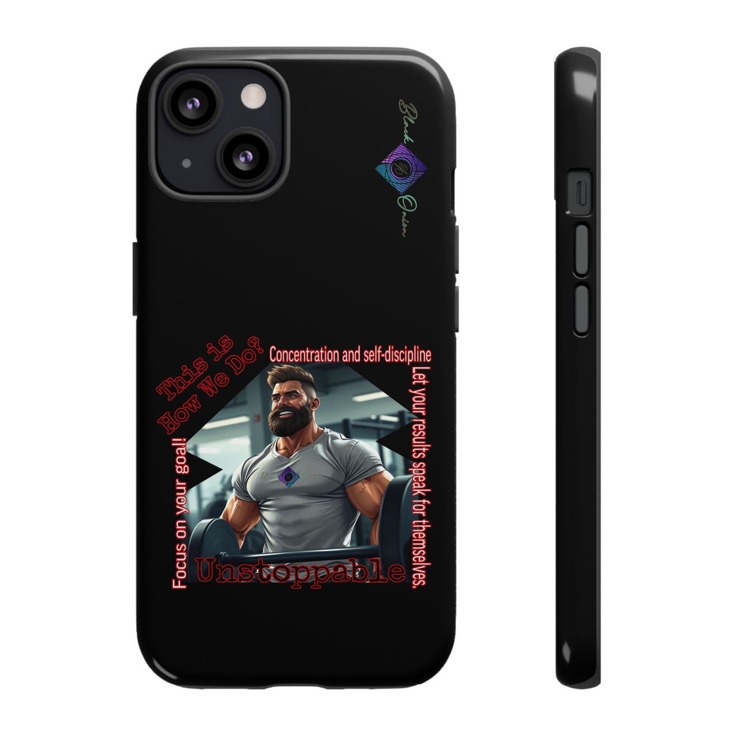 BlackOnion Brand New Phone Case - with Motivational Workout Motif’Unstoppable ‘💪🔥🫵