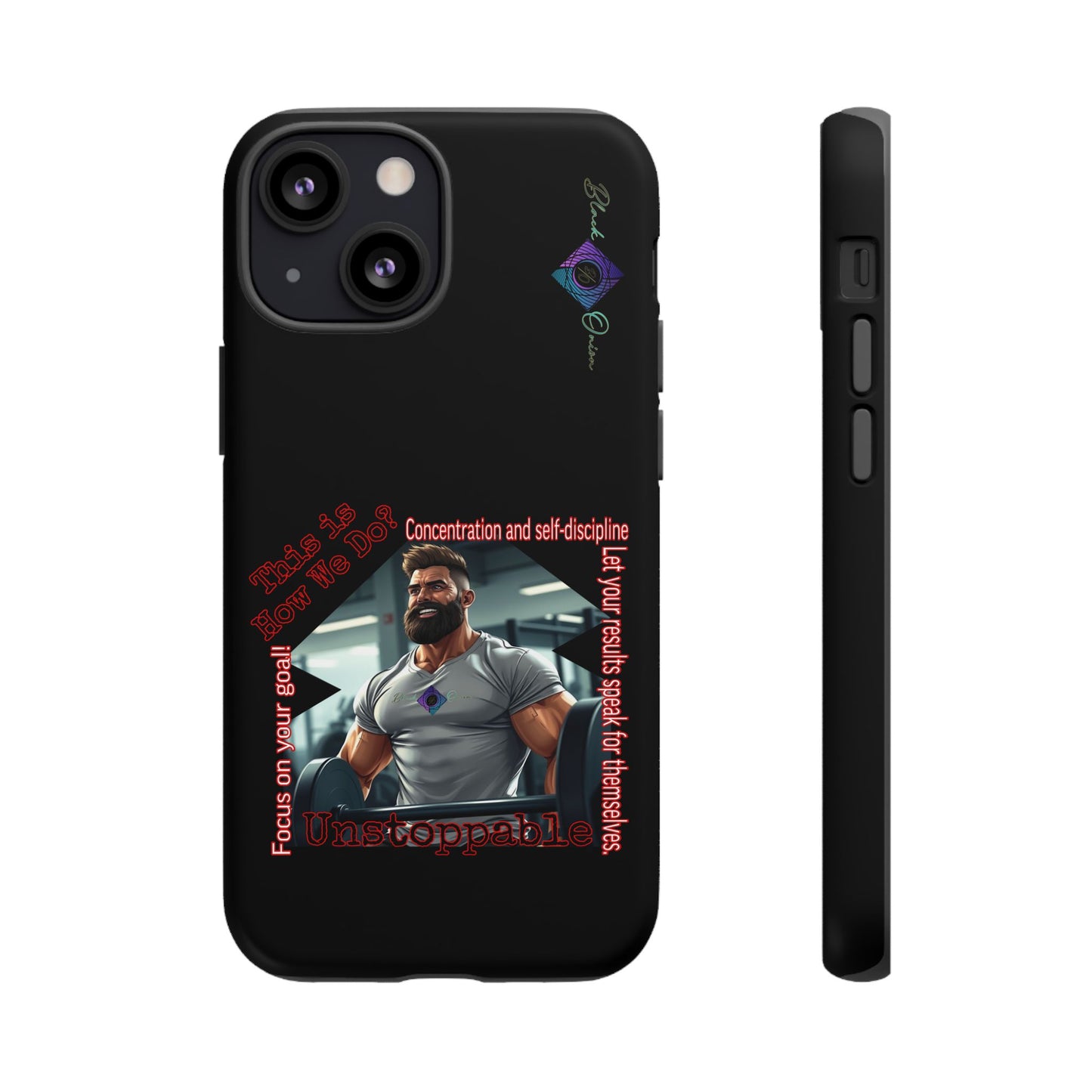 BlackOnion Brand New Phone Case - with Motivational Workout Motif’Unstoppable ‘💪🔥🫵