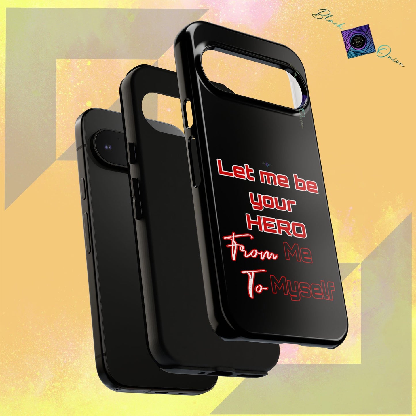 BlackOnion Brand New Phone Case - with Motivational Workout Motif’Let me be your Hero ‘💪🔥🫵