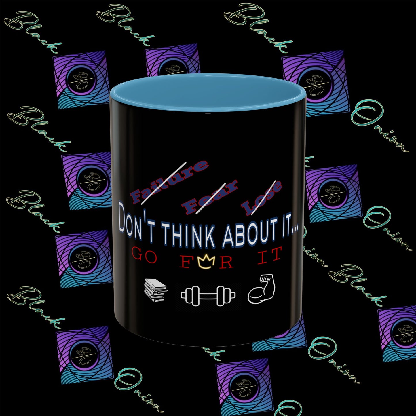 BlackOnion Coffee Mug Serial 2 with Workout Motif ‘Don’t think ‘🫵🔥💪