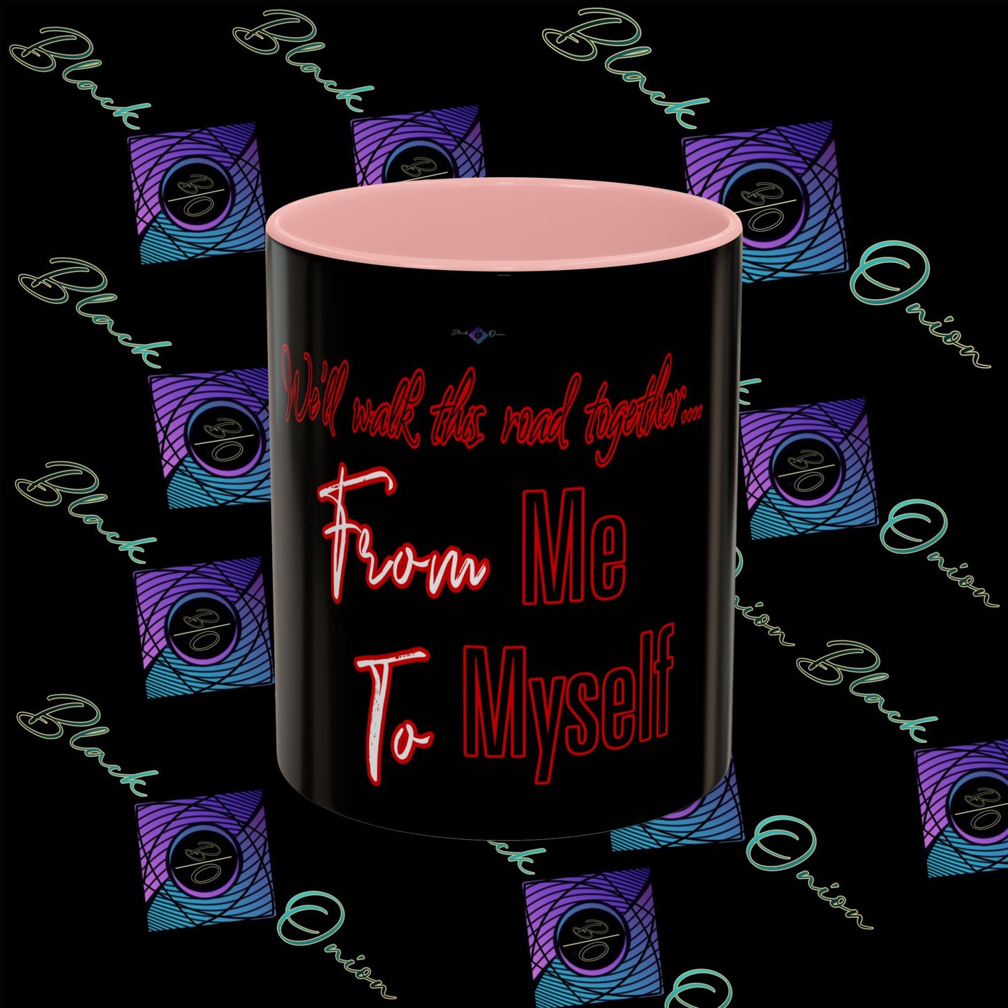 BlackOnion Coffee Mug - 11oz with Workout Motif ‘We’ll walk this road together’🔥💪🫵