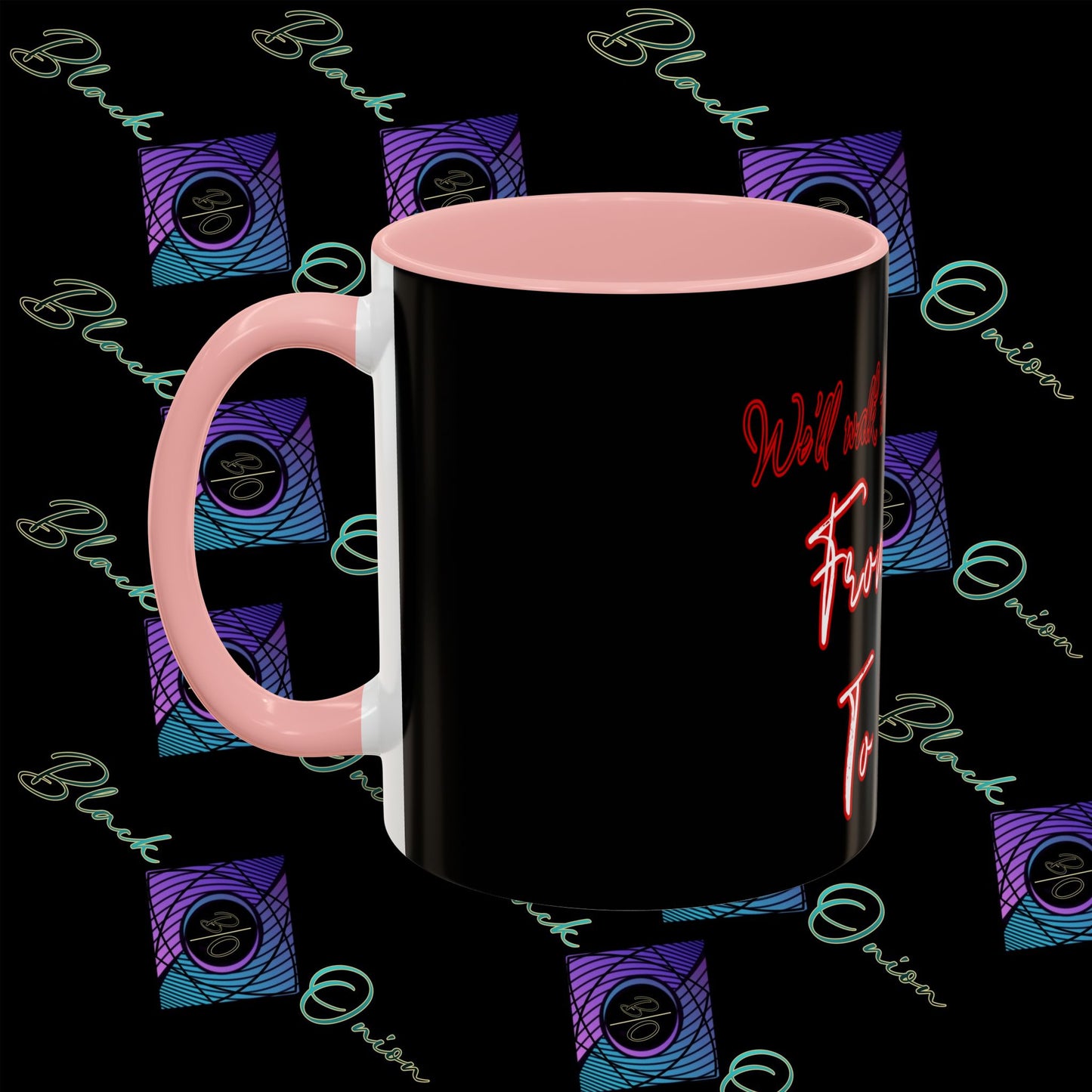 BlackOnion Coffee Mug - 11oz with Workout Motif ‘We’ll walk this road together’🔥💪🫵