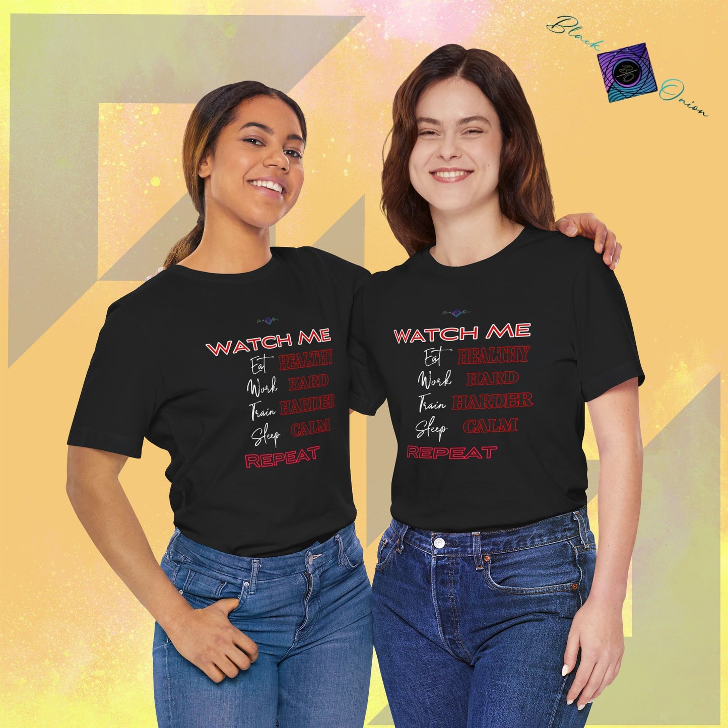 BlackOnion T-Shirt with Workout Motif V4 ‘ Watch Me’💪🔥🫵