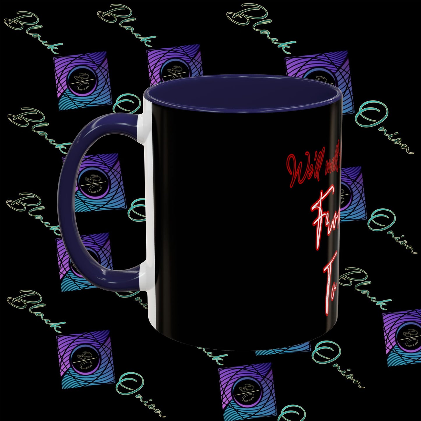BlackOnion Coffee Mug - 11oz with Workout Motif ‘We’ll walk this road together’🔥💪🫵