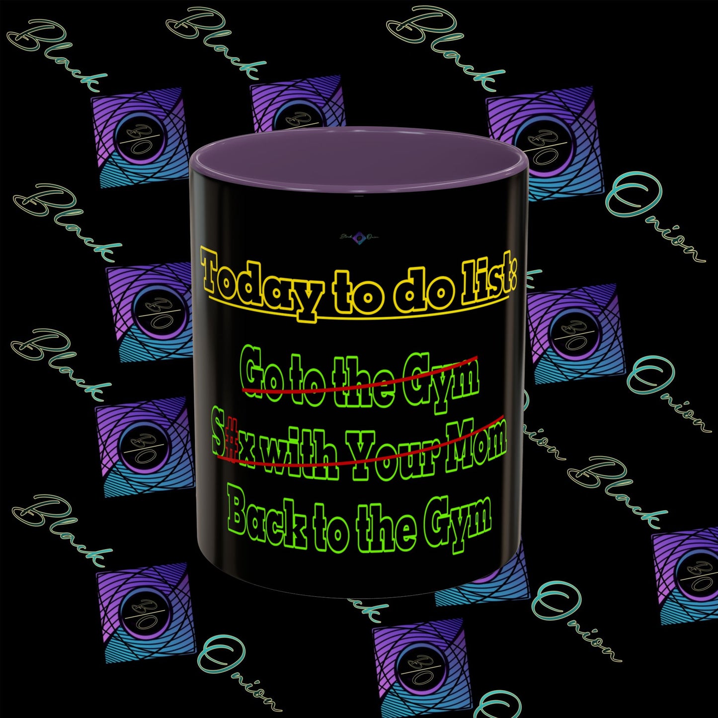 BlackOnion Coffee Mug 2 with Workout Motif ‘Today To Do List V2’🫵🔥💪