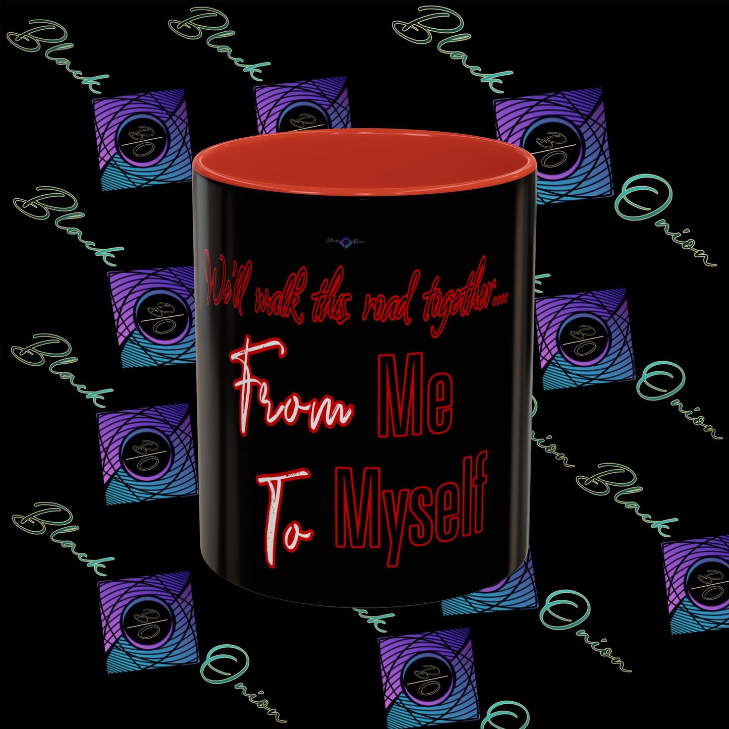 BlackOnion Coffee Mug - 11oz with Workout Motif ‘We’ll walk this road together’🔥💪🫵
