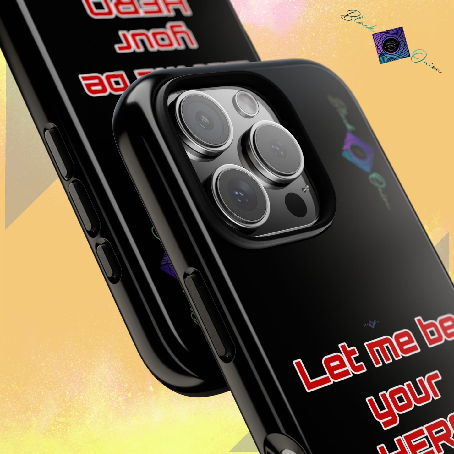 BlackOnion Brand New Phone Case - with Motivational Workout Motif’Let me be your Hero ‘💪🔥🫵
