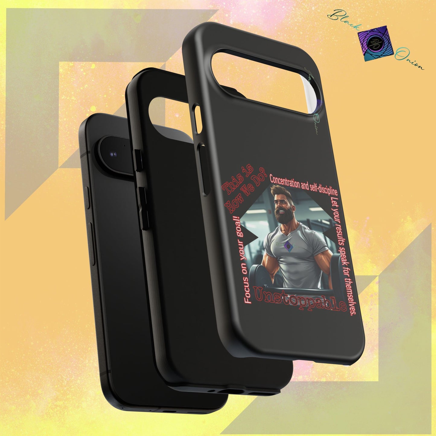 BlackOnion Brand New Phone Case - with Motivational Workout Motif’Unstoppable ‘💪🔥🫵