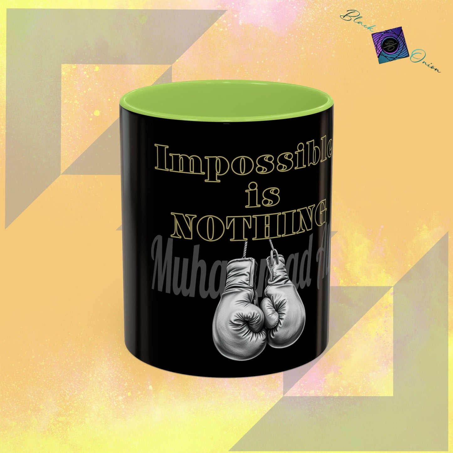 BlackOnion Coffee Mug 2 with Workout Motif ‘Impossible is NothingV2’🫵🔥💪