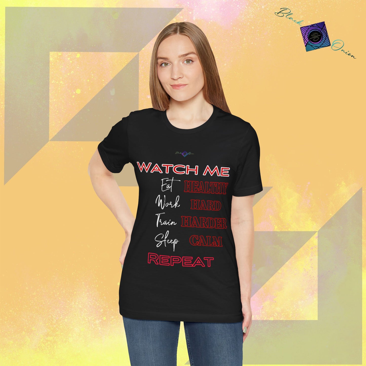 BlackOnion T-Shirt with Workout Motif V2 “Watch Me" 💪🔥