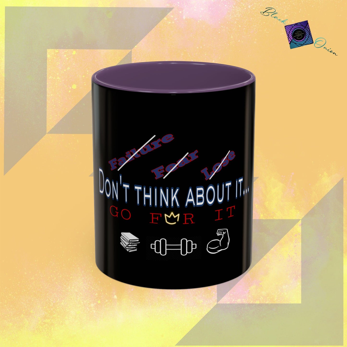 BlackOnion Coffee Mug Serial 2 with Workout Motif ‘Don’t think ‘🫵🔥💪