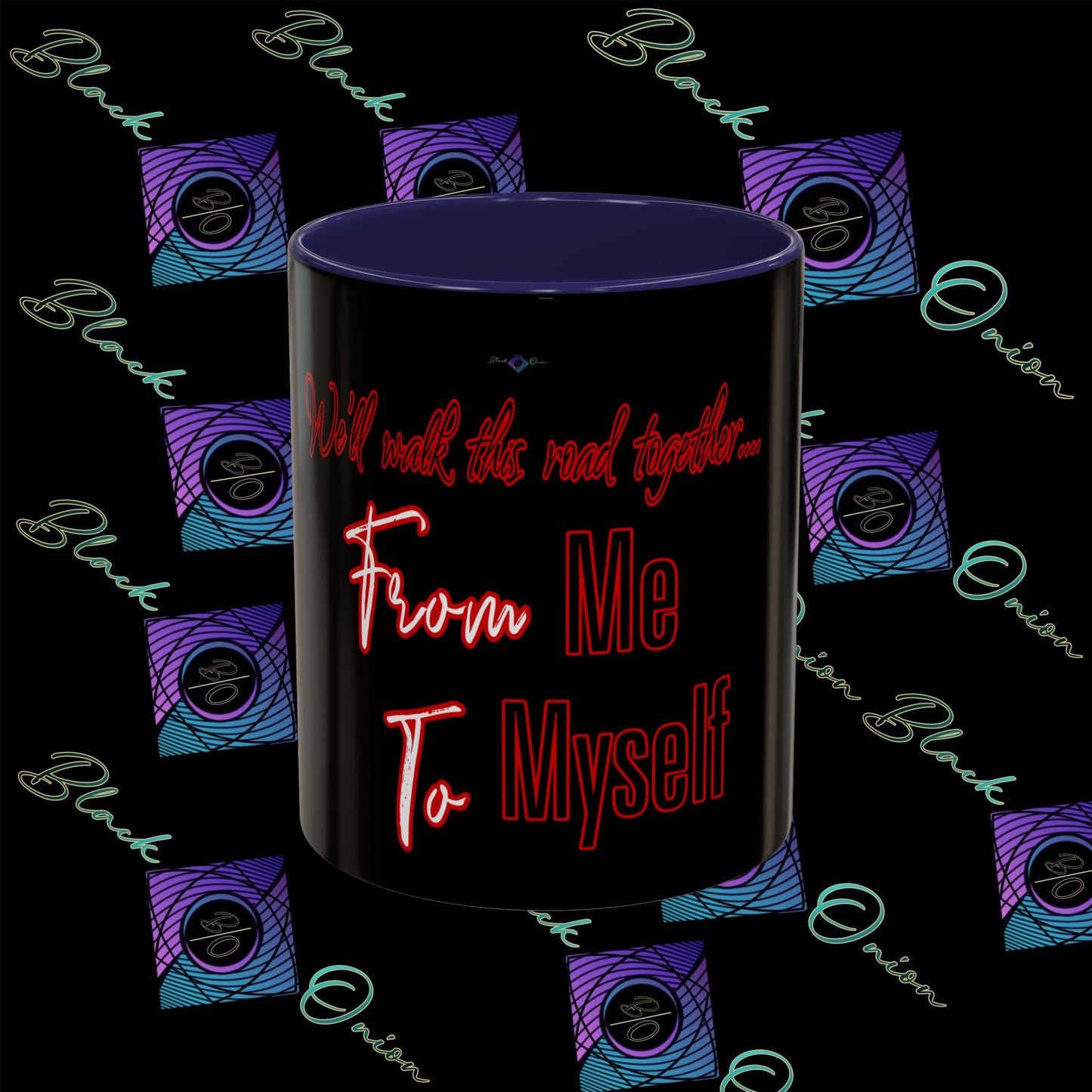 BlackOnion Coffee Mug - 11oz with Workout Motif ‘We’ll walk this road together’🔥💪🫵