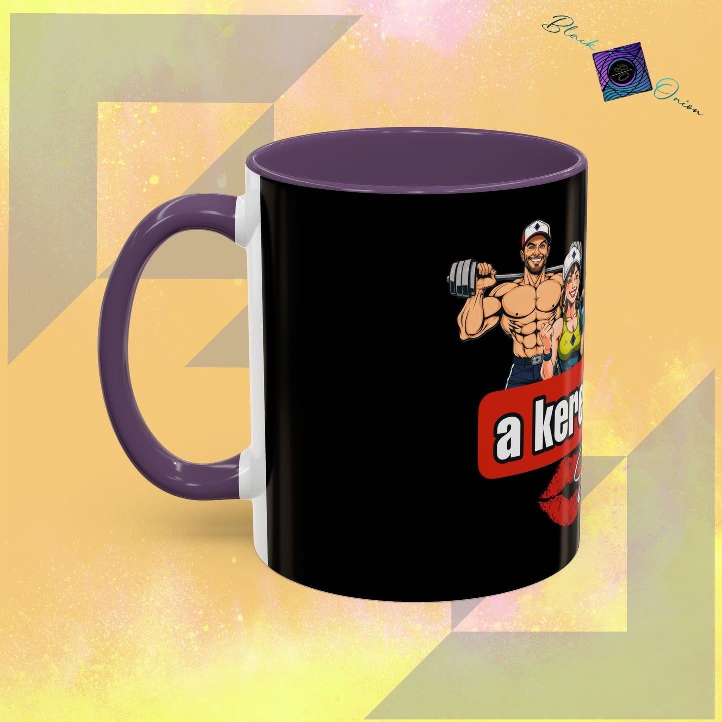 BlackOnion Coffee Mug Serial 2 with Workout Motif ‘Az igazi férfiak a kerek popsit szeretik ‘🫵🔥💪
