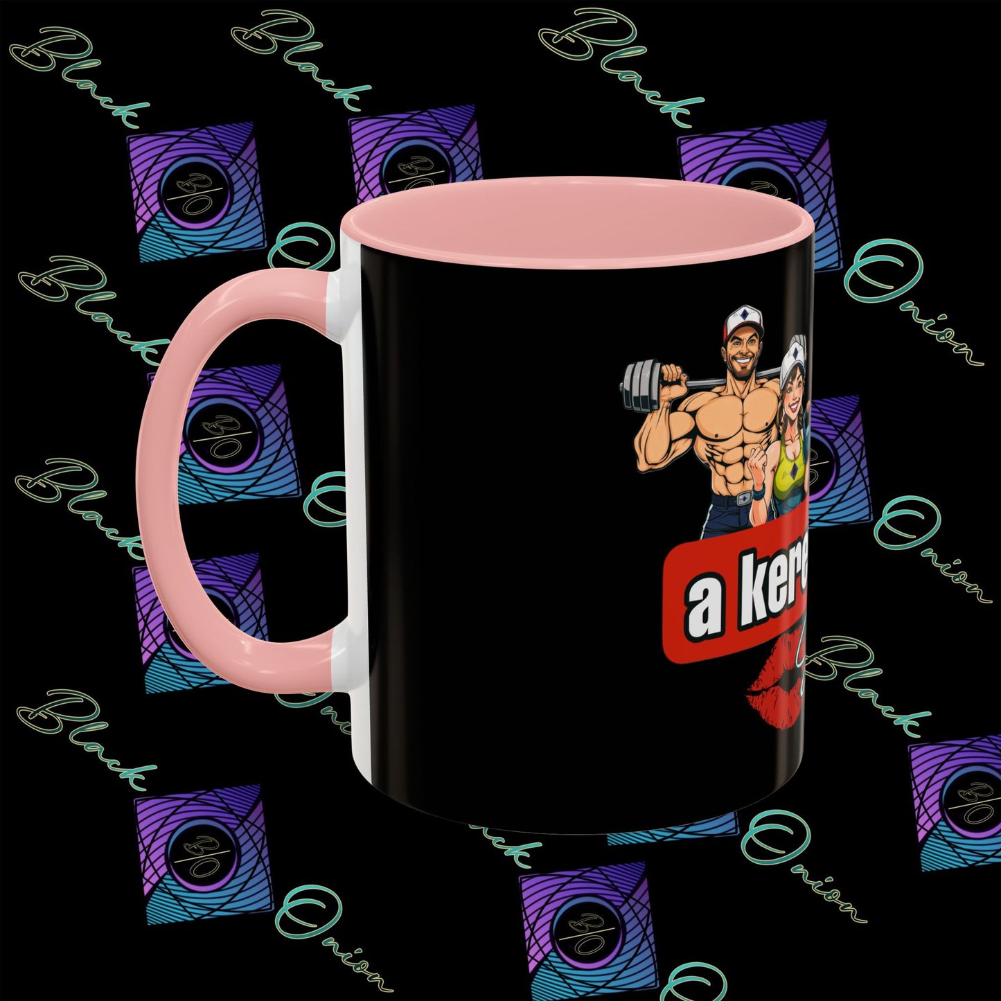 BlackOnion Coffee Mug Serial 2 with Workout Motif ‘Az igazi férfiak a kerek popsit szeretik ‘🫵🔥💪
