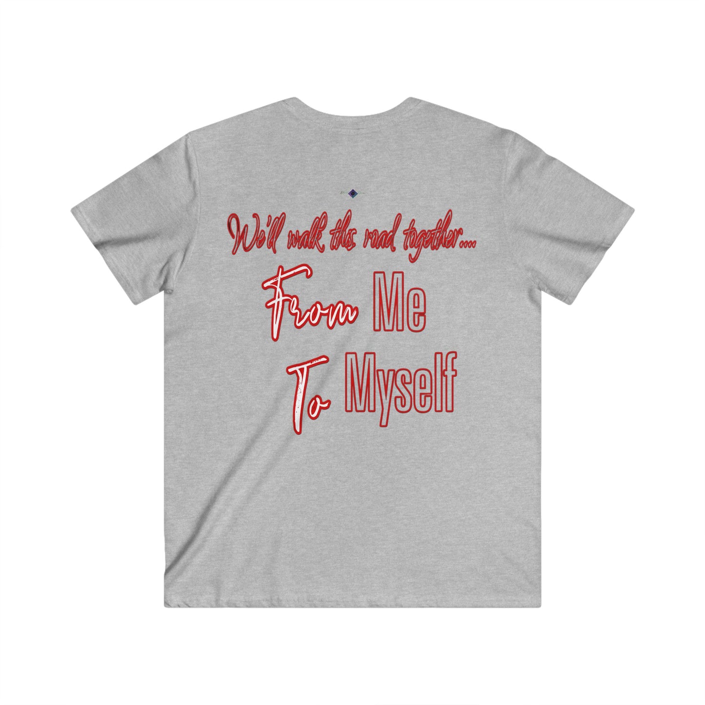BlackOnion Men's V-Neck T-Shirt with Workout Motif ‘We’ll walk this road together’💪🔥🫵