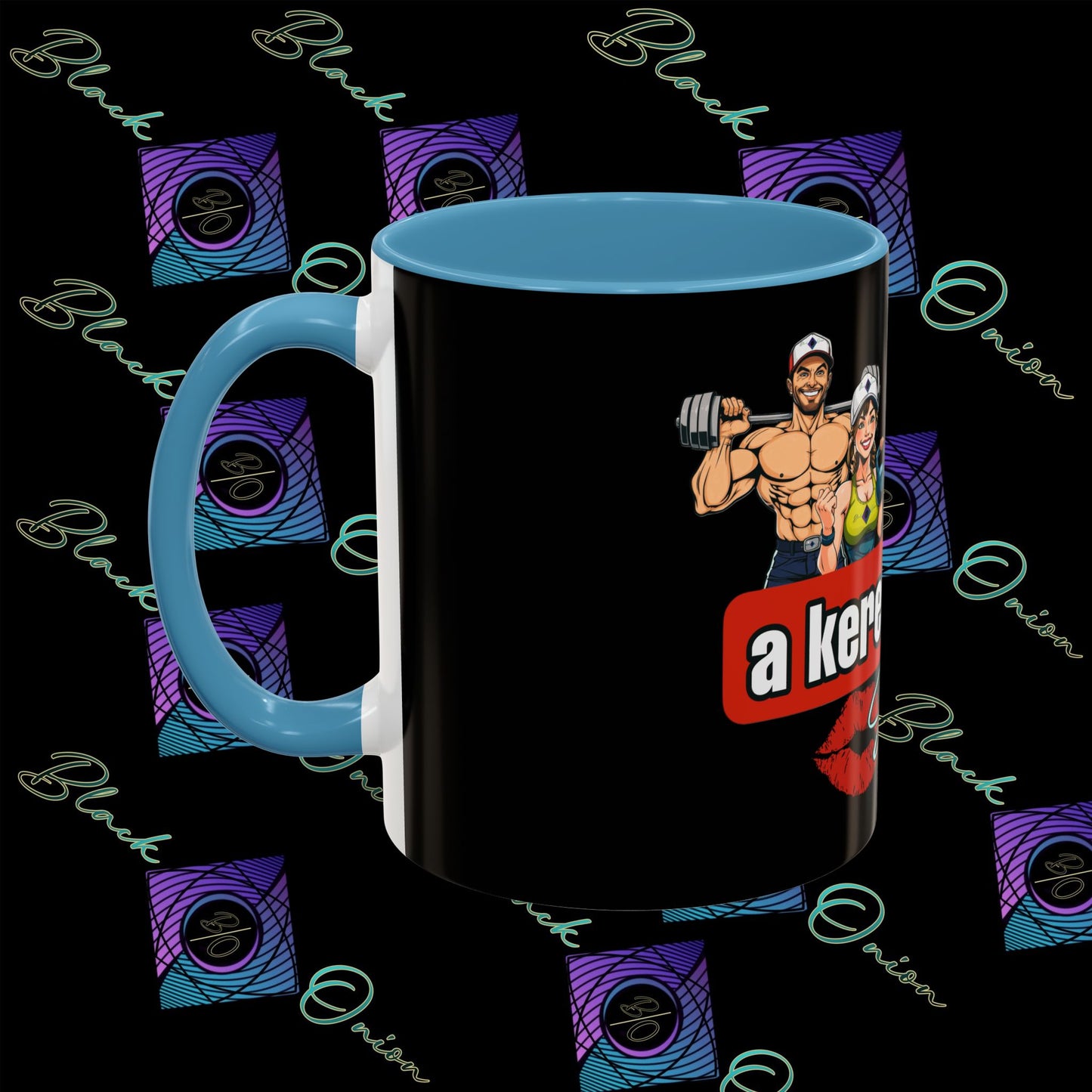BlackOnion Coffee Mug Serial 2 with Workout Motif ‘Az igazi férfiak a kerek popsit szeretik ‘🫵🔥💪