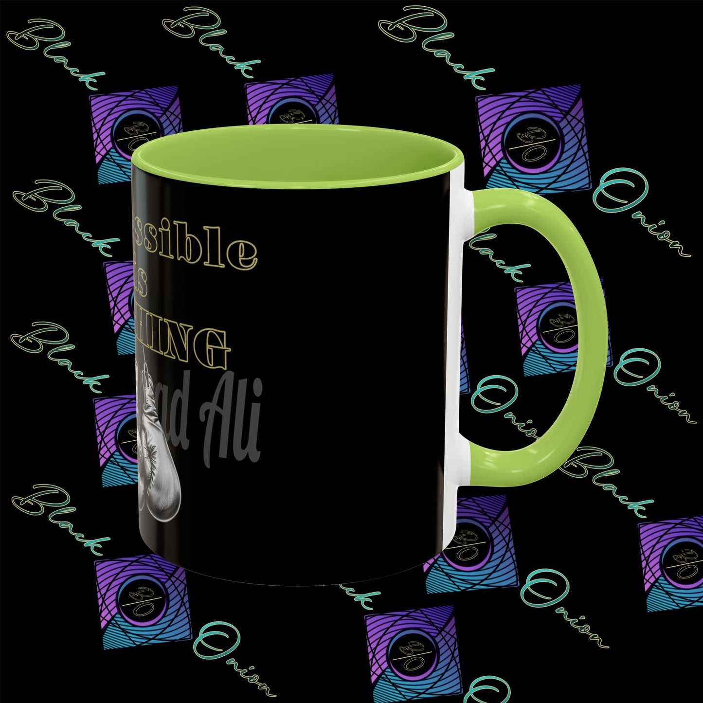 BlackOnion Coffee Mug 2 with Workout Motif ‘Impossible is NothingV2’🫵🔥💪