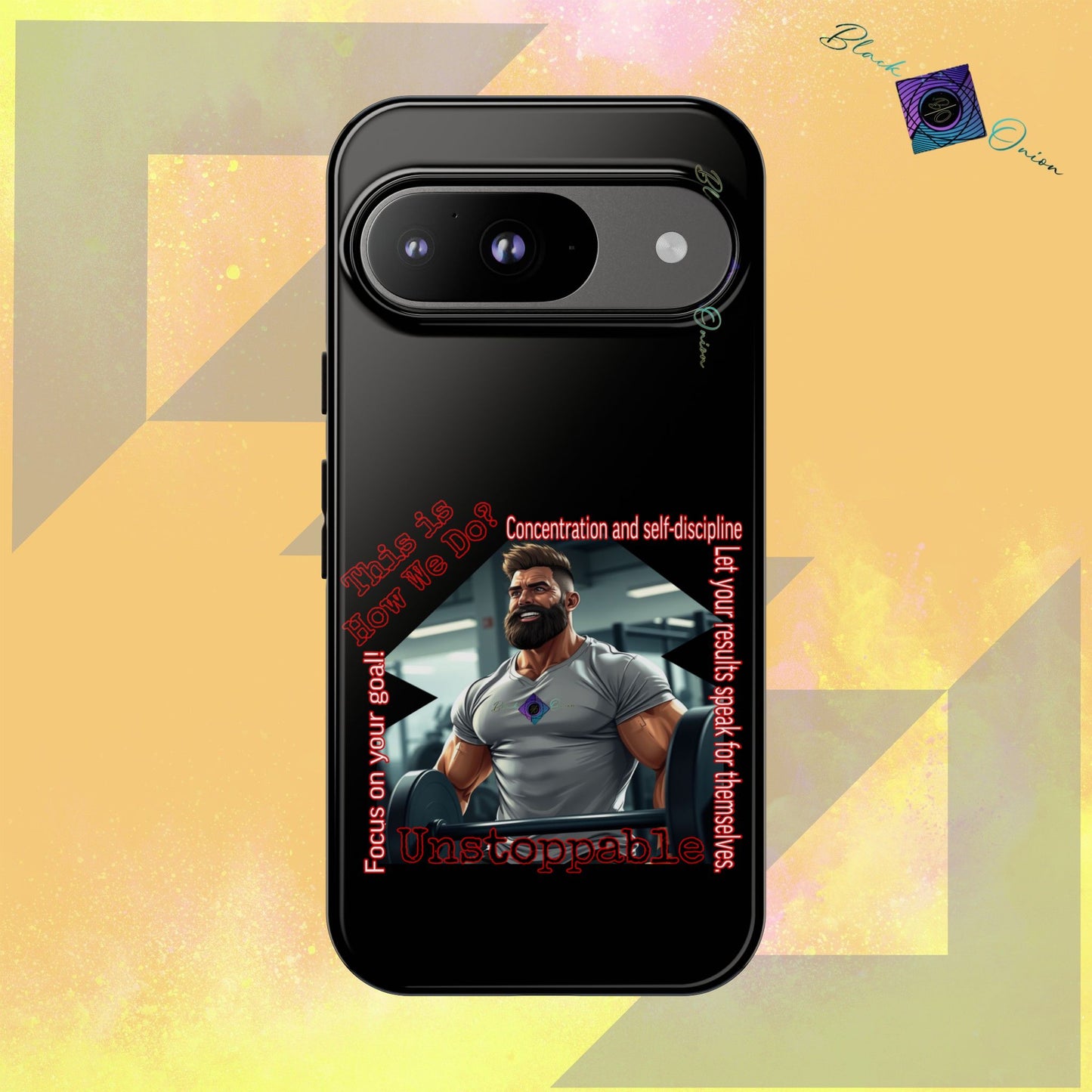 BlackOnion Brand New Phone Case - with Motivational Workout Motif’Unstoppable ‘💪🔥🫵
