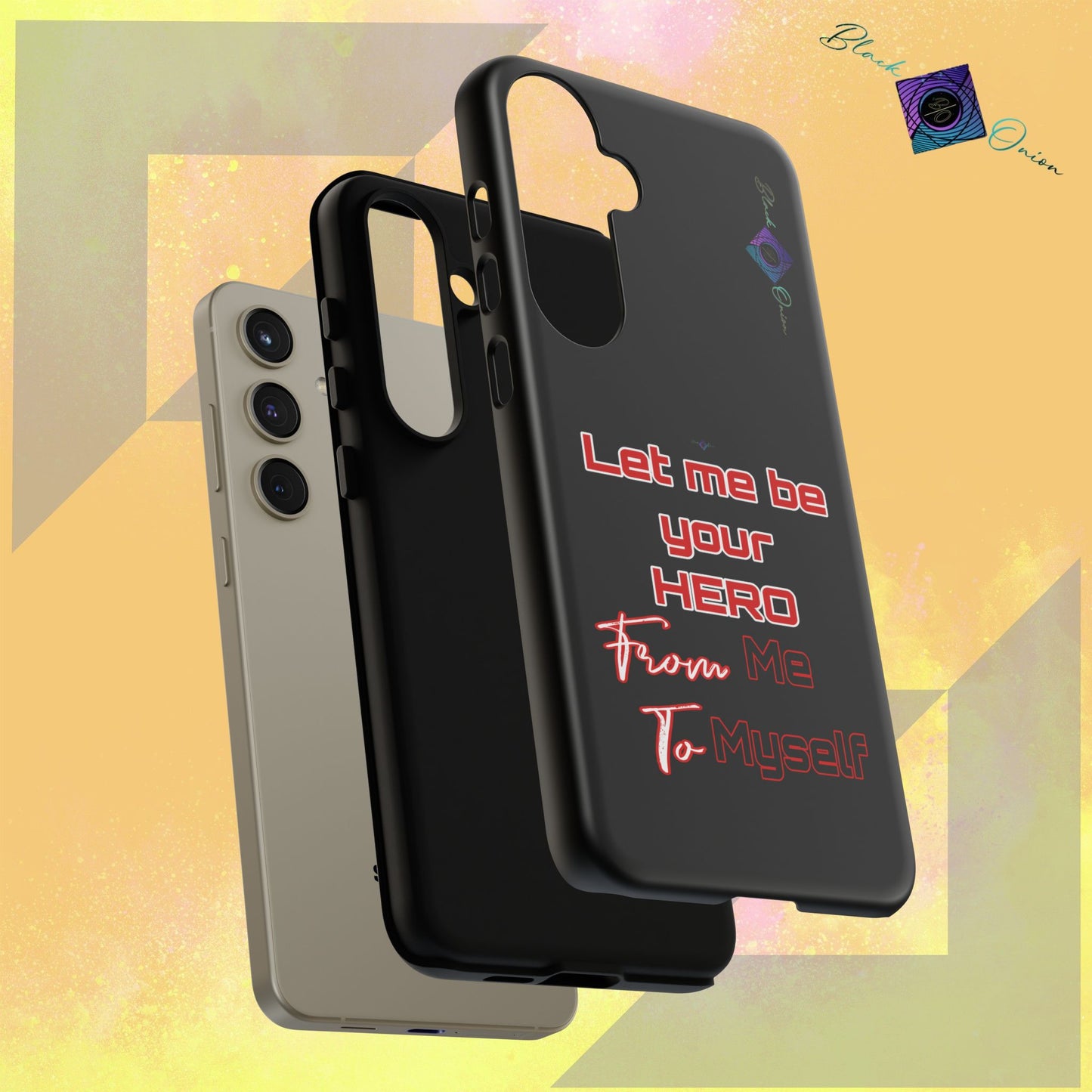 BlackOnion Brand New Phone Case - with Motivational Workout Motif’Let me be your Hero ‘💪🔥🫵