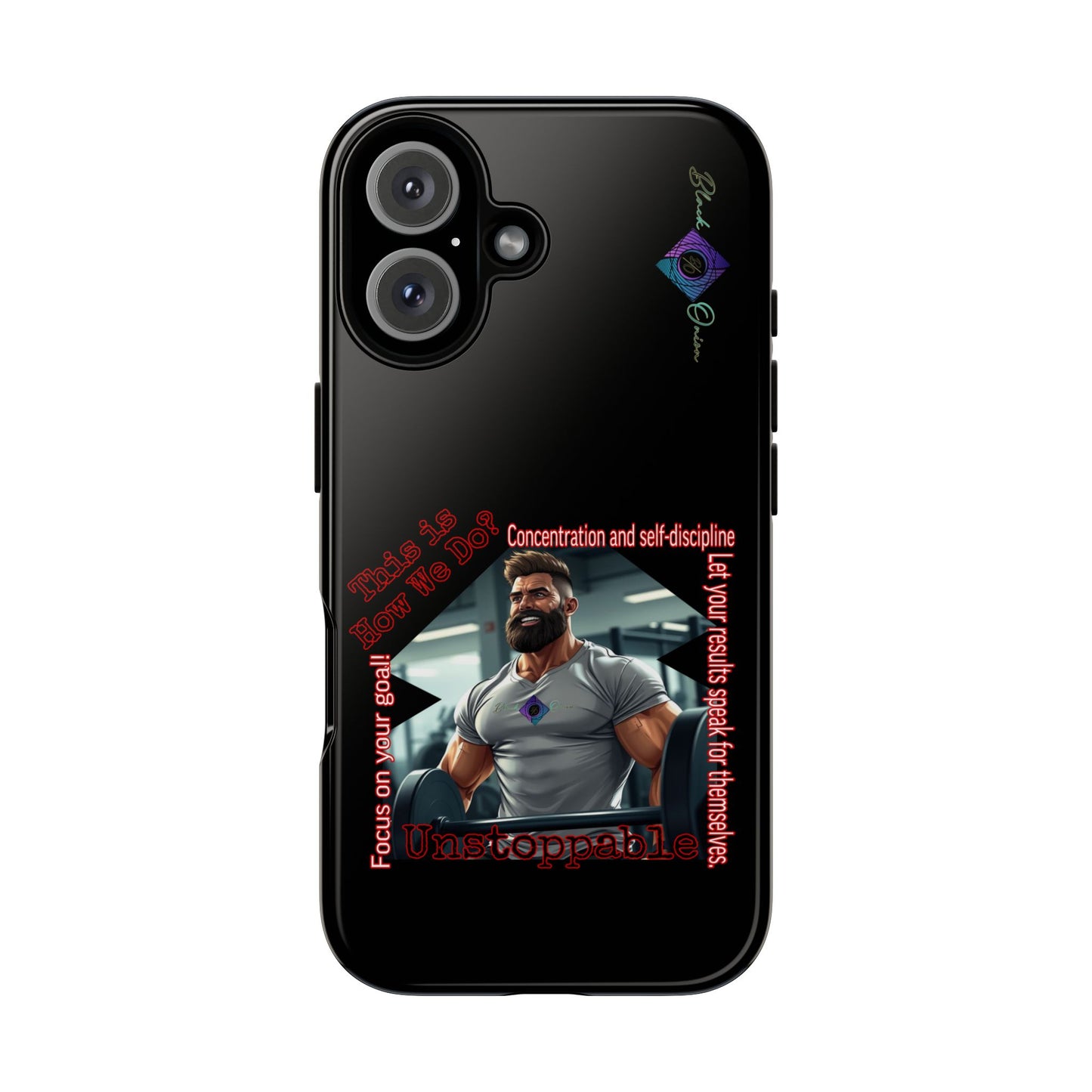 BlackOnion Brand New Phone Case - with Motivational Workout Motif’Unstoppable ‘💪🔥🫵