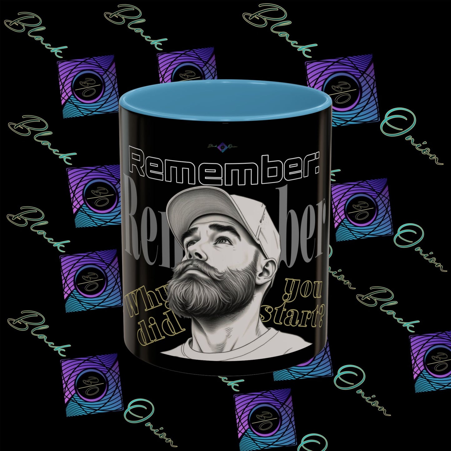 BlackOnion Coffee Mug 2 with Workout Motif ‘Remember V2’🫵🔥💪