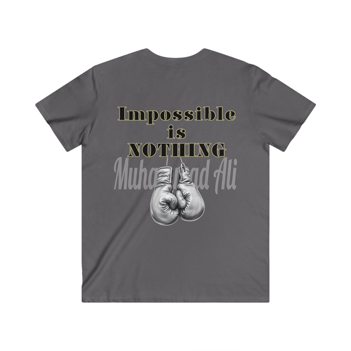BlackOnion Men's V-Neck T-Shirt with Workout Motif ‘Impossible is Nothing’💪🔥🫵