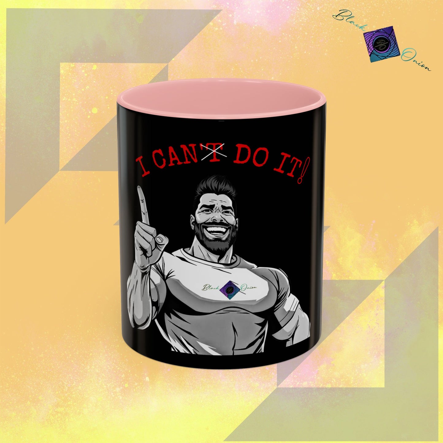 BlackOnion Coffee Mug 2 with Workout Motif โI Can Do It V2โ๐ซต๐ฅ๐ช