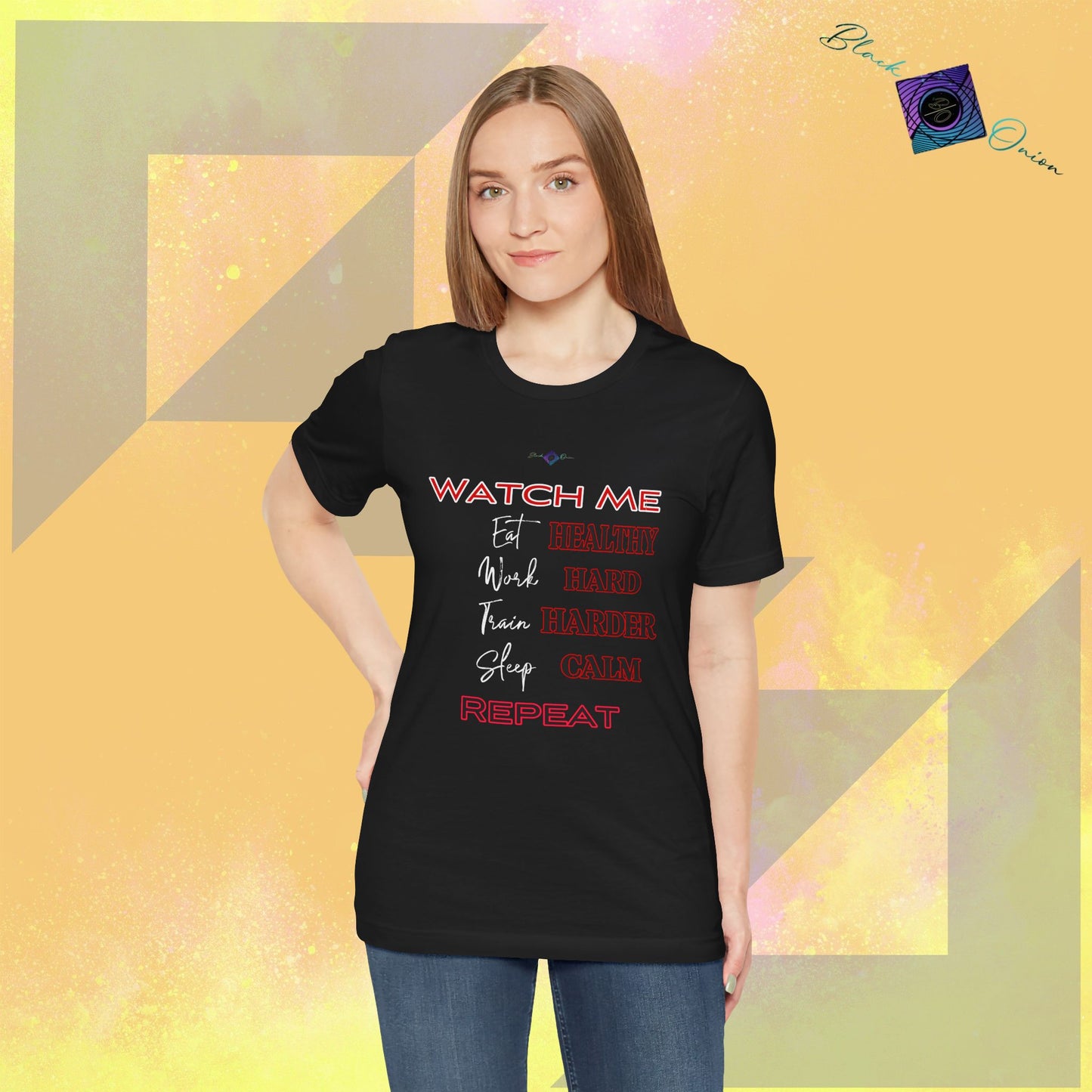 BlackOnion T-Shirt with Workout Motif V4 ‘ Watch Me’💪🔥🫵