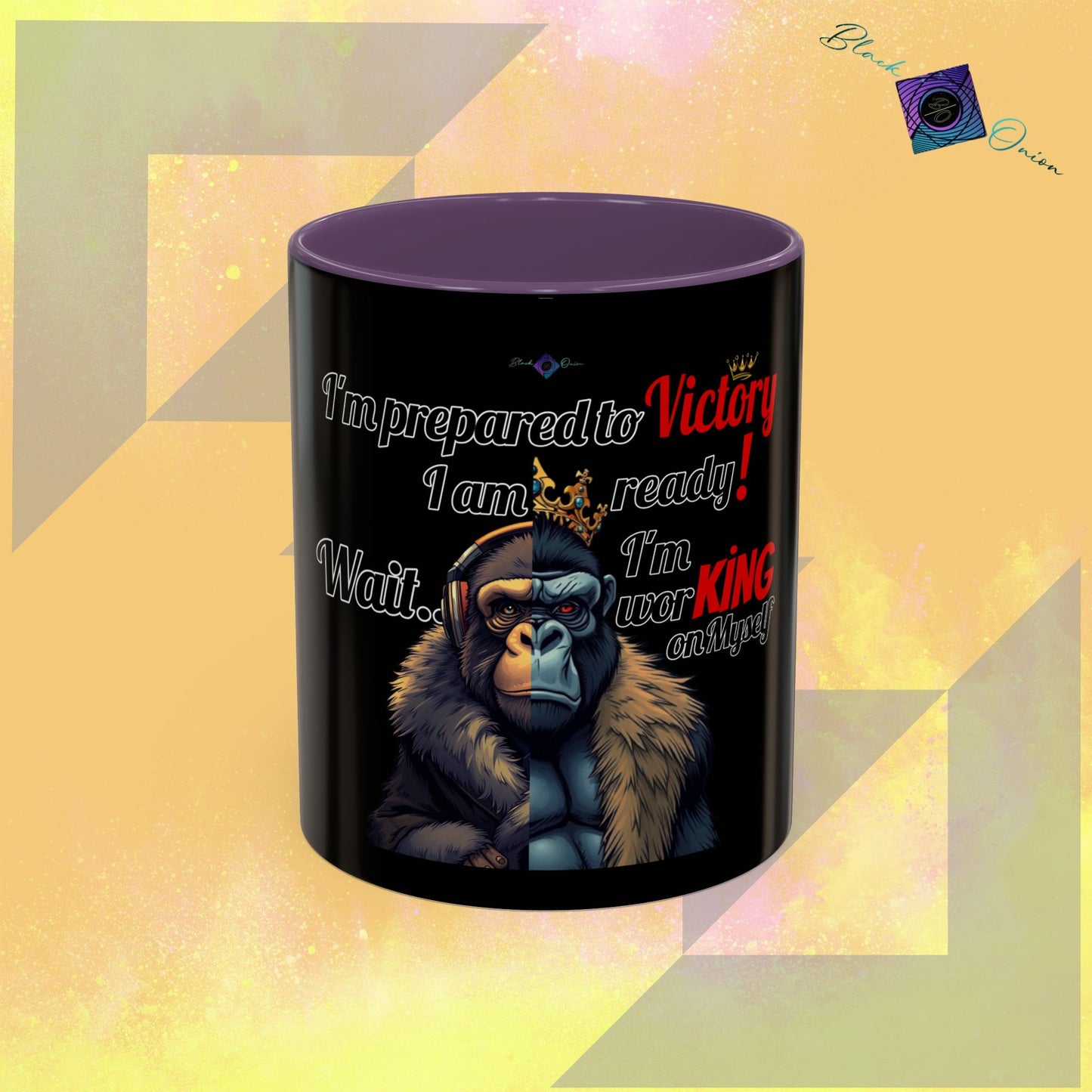 BlackOnion Coffee Mug 2 with Workout Motif ‘Victory V2’🫵🔥💪