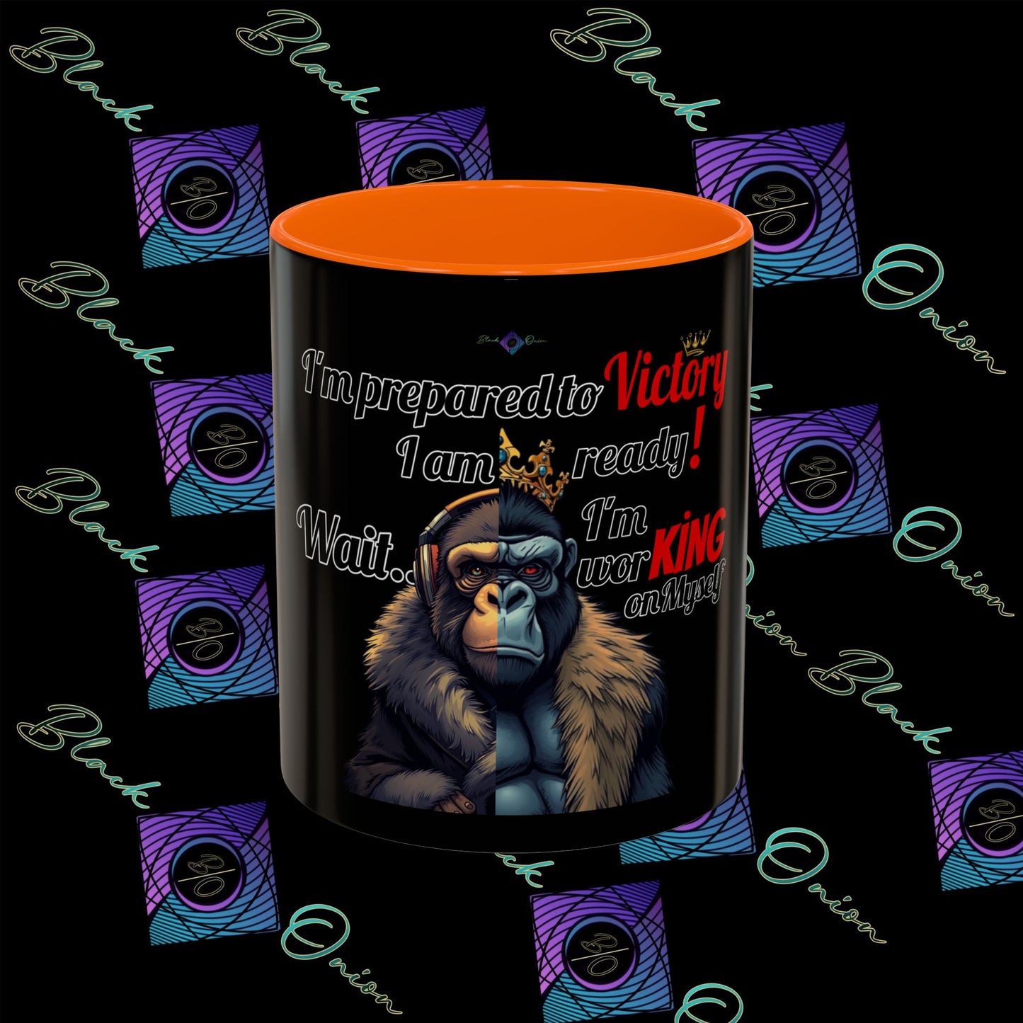 BlackOnion Coffee Mug 2 with Workout Motif ‘Victory V2’🫵🔥💪