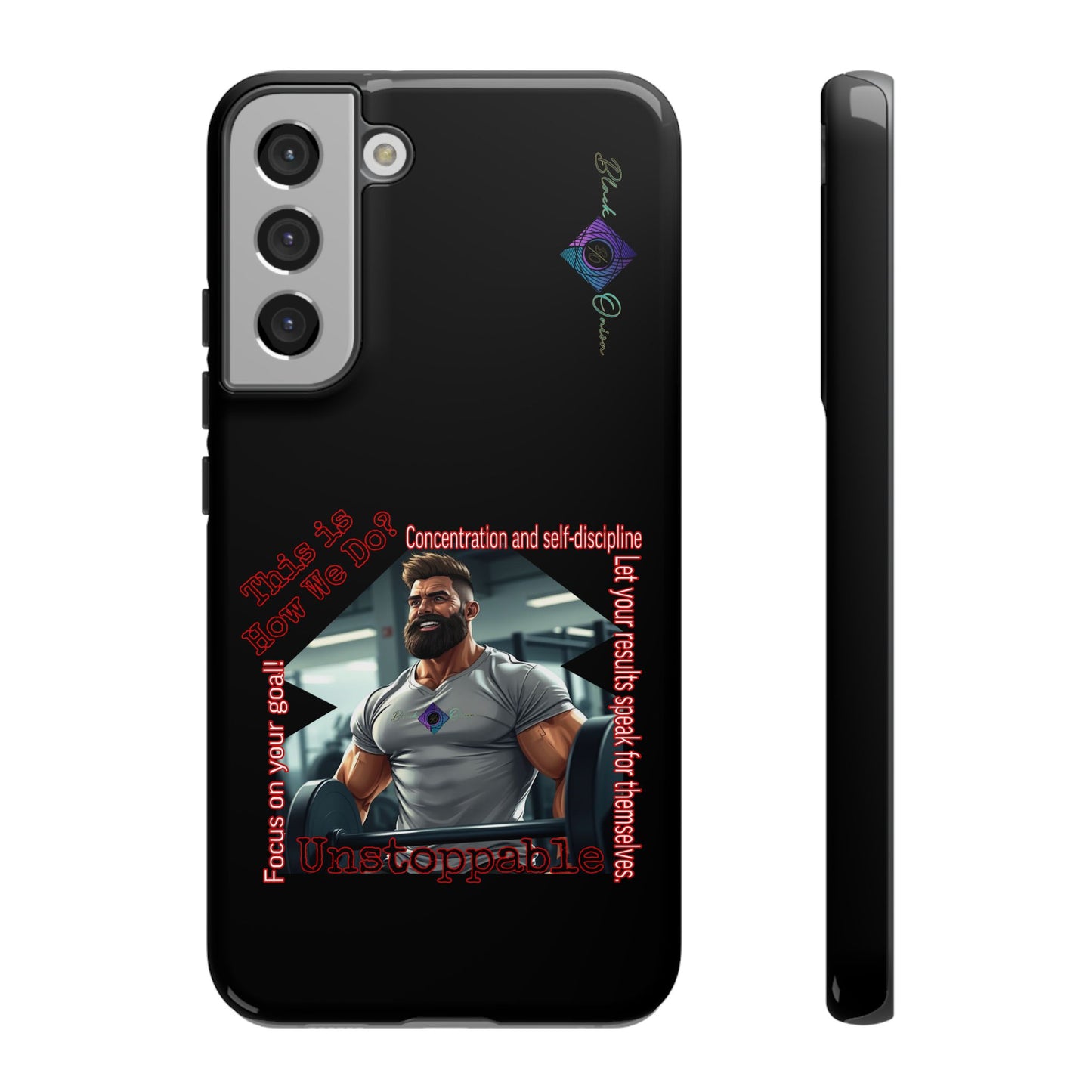 BlackOnion Brand New Phone Case - with Motivational Workout Motif’Unstoppable ‘💪🔥🫵