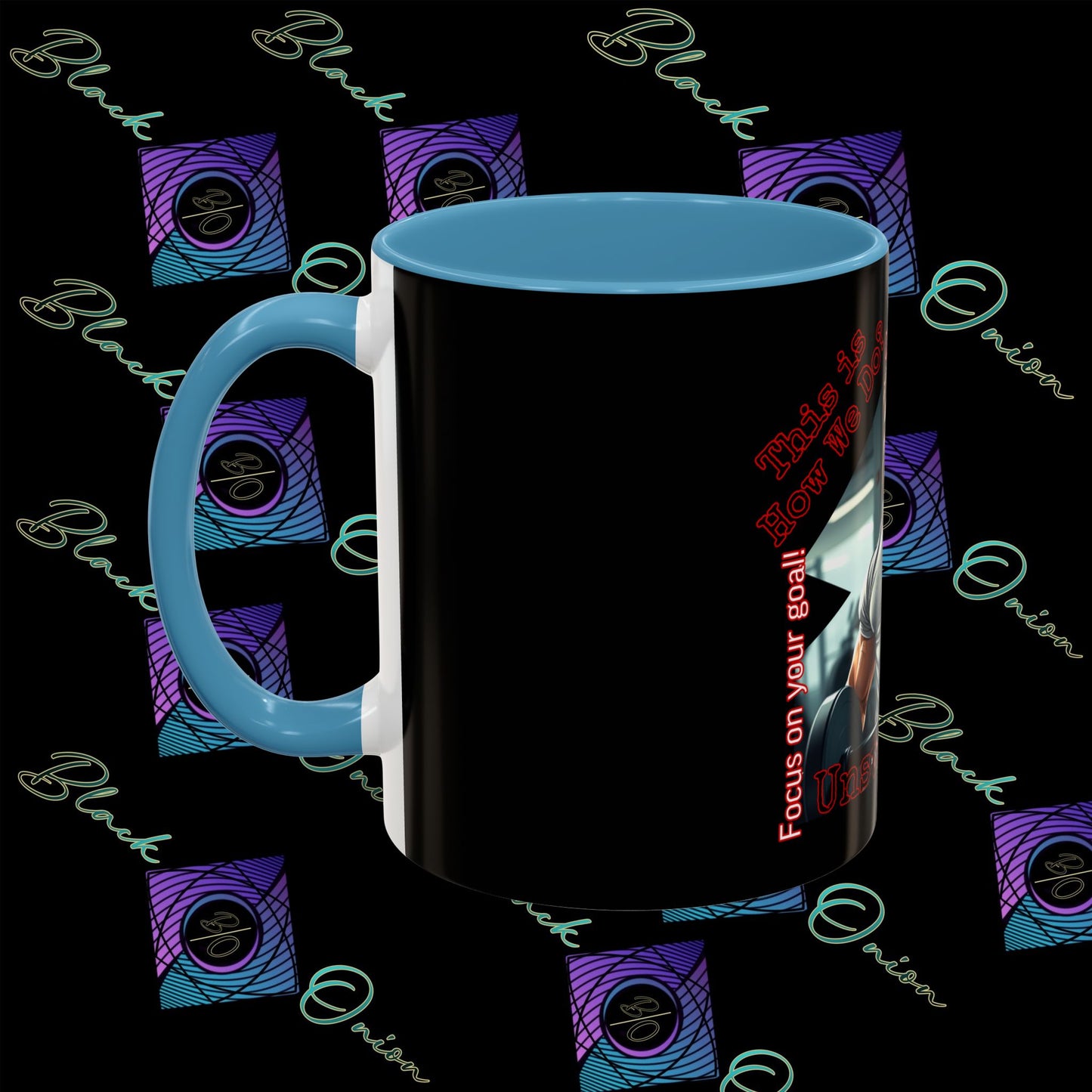 BlackOnion Coffee Mug - 11oz with Workout Motif ‘Unstoppable’🔥💪🫵