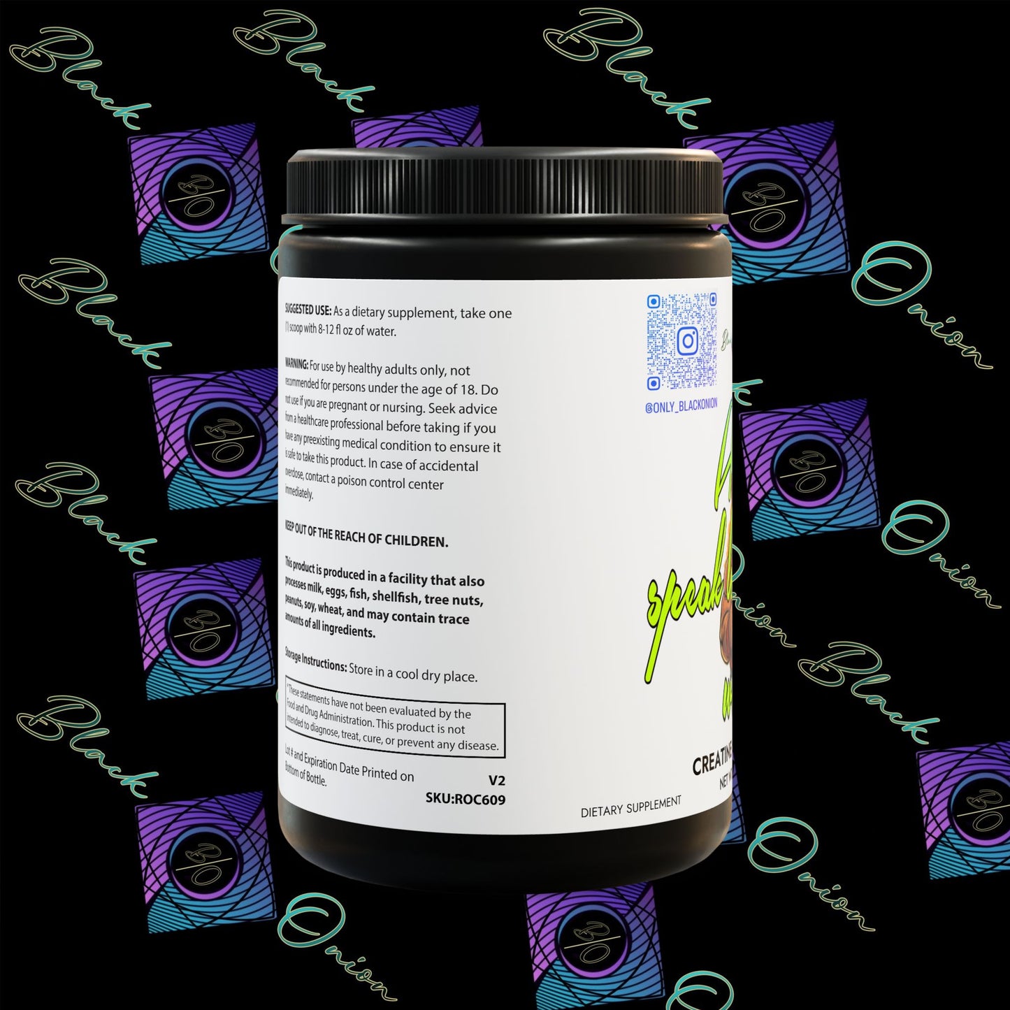 BlackOnion Creatine Monohydrate Supplement (300g, 10.58oz) 🔥💪
