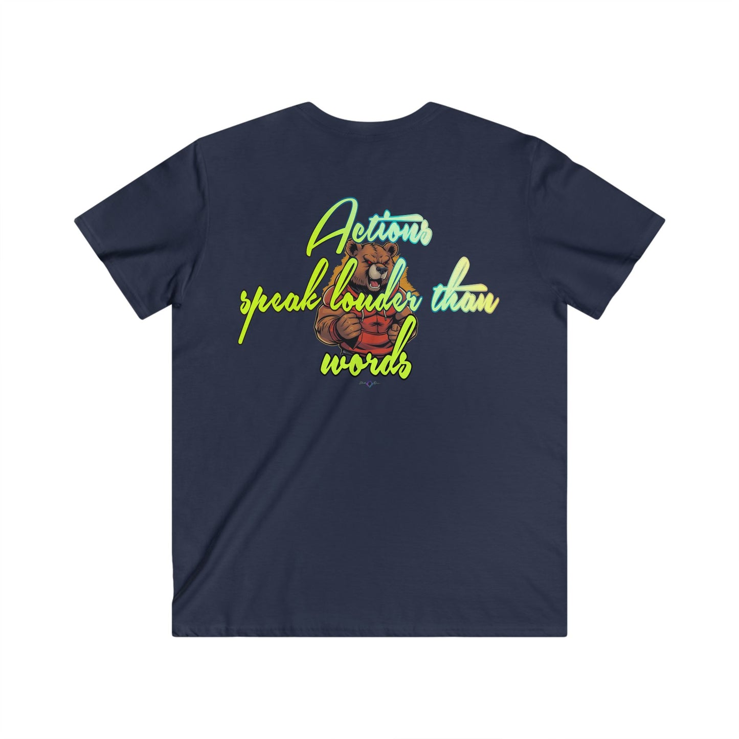 BlackOnion Men's V-Neck T-Shirt with Workout Motif ‘Actions speak lauder than words’💪🔥🫵