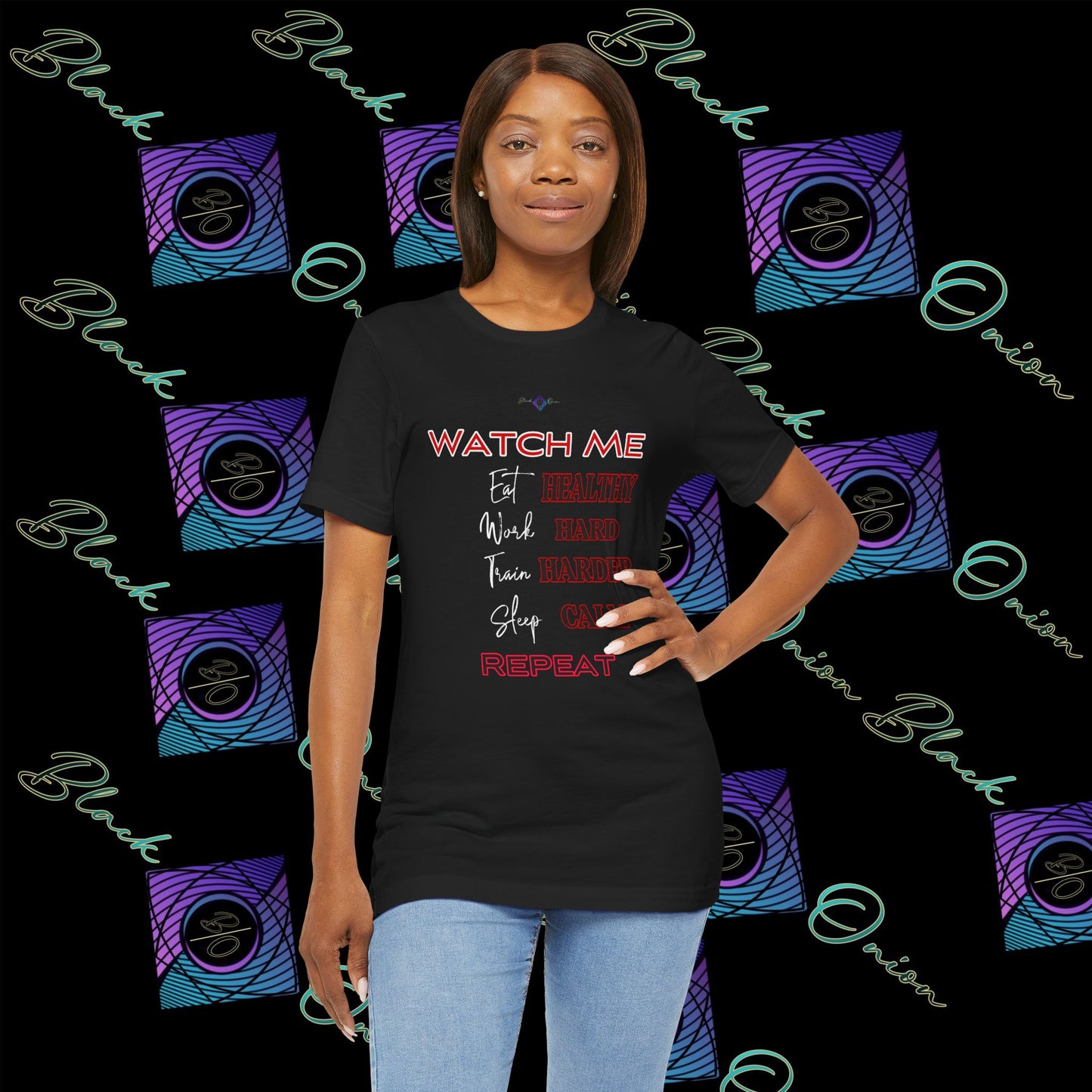 BlackOnion "Watch Me" T-Shirt with Workout Motif V4 ๐ช๐ฅ